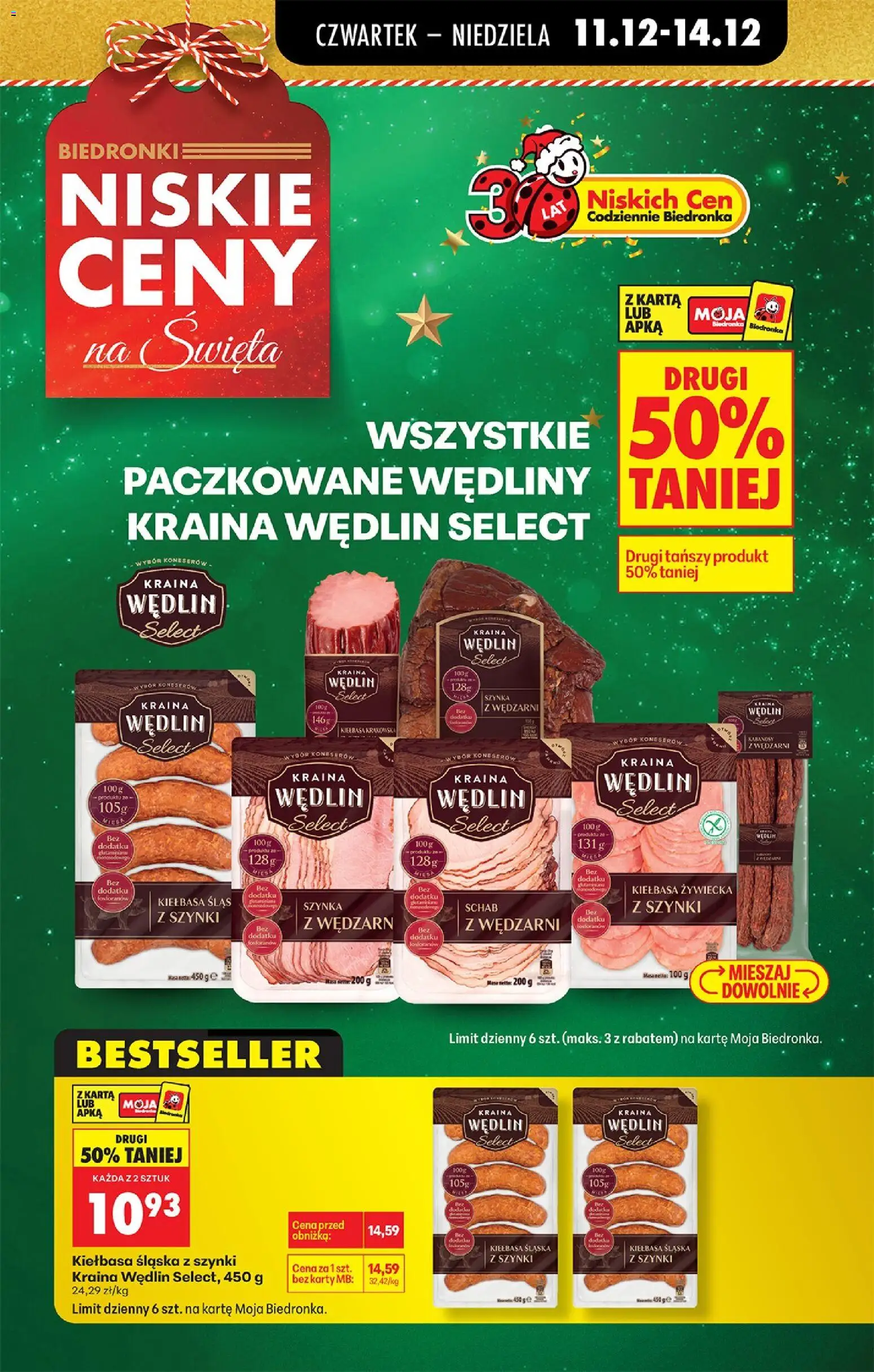 Biedronka gazetka - Oferta w tym tygodniu od 11.12.2025 | Strona: 13 | Produkty: Kabanosy, Kiełbasa krakowska, Kiełbasa śląska, Wędliny