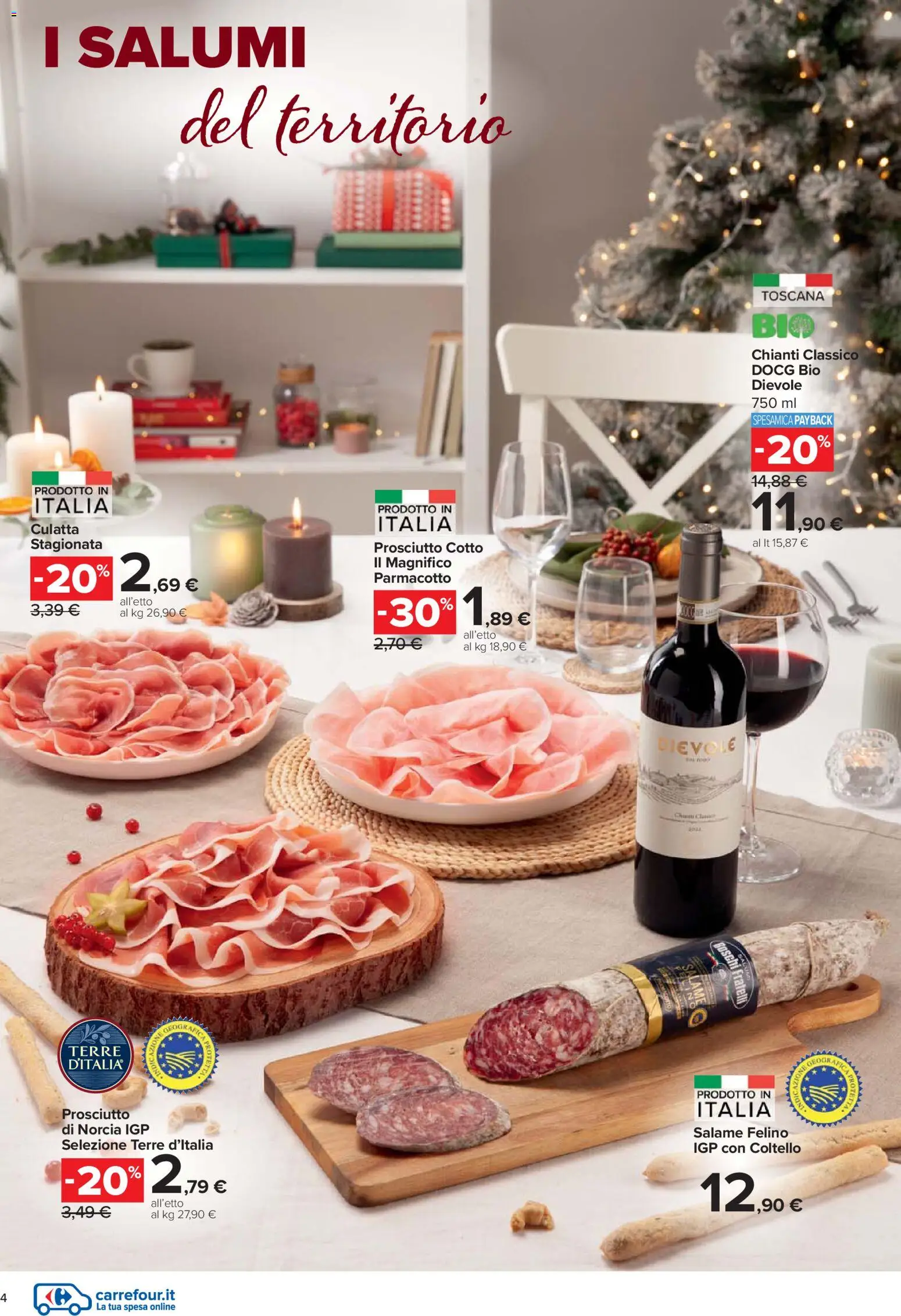 Volantino Carrefour del 27.11.2025 | Pagina: 4 | Prodotti: Prosciutto Cotto, Salame, Prosciutto