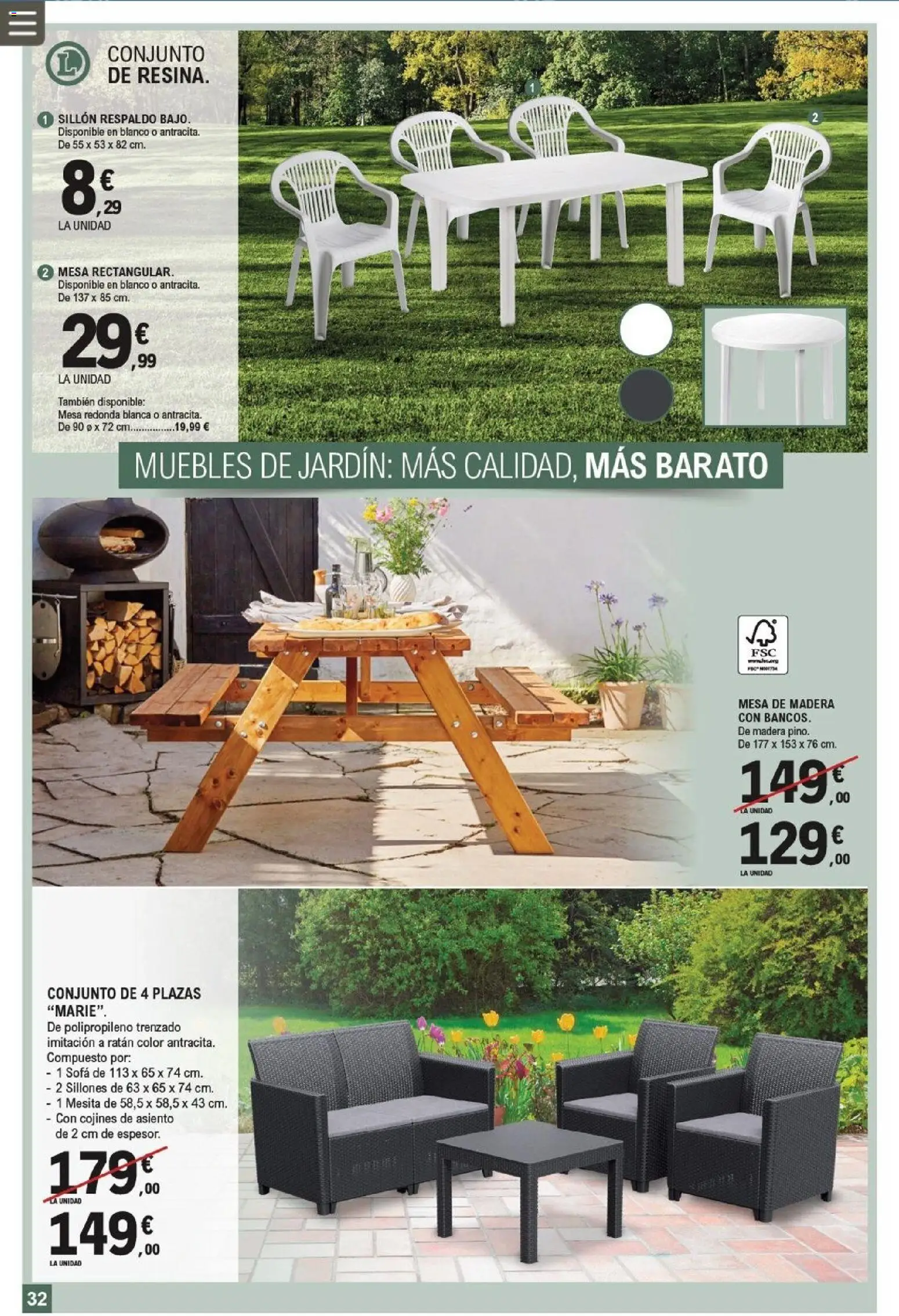 E.Leclerc folleto │ válido desde el 25.03.2026 | Página: 32 | Productos: Muebles, Sillón, Mesa, Muebles de jardín