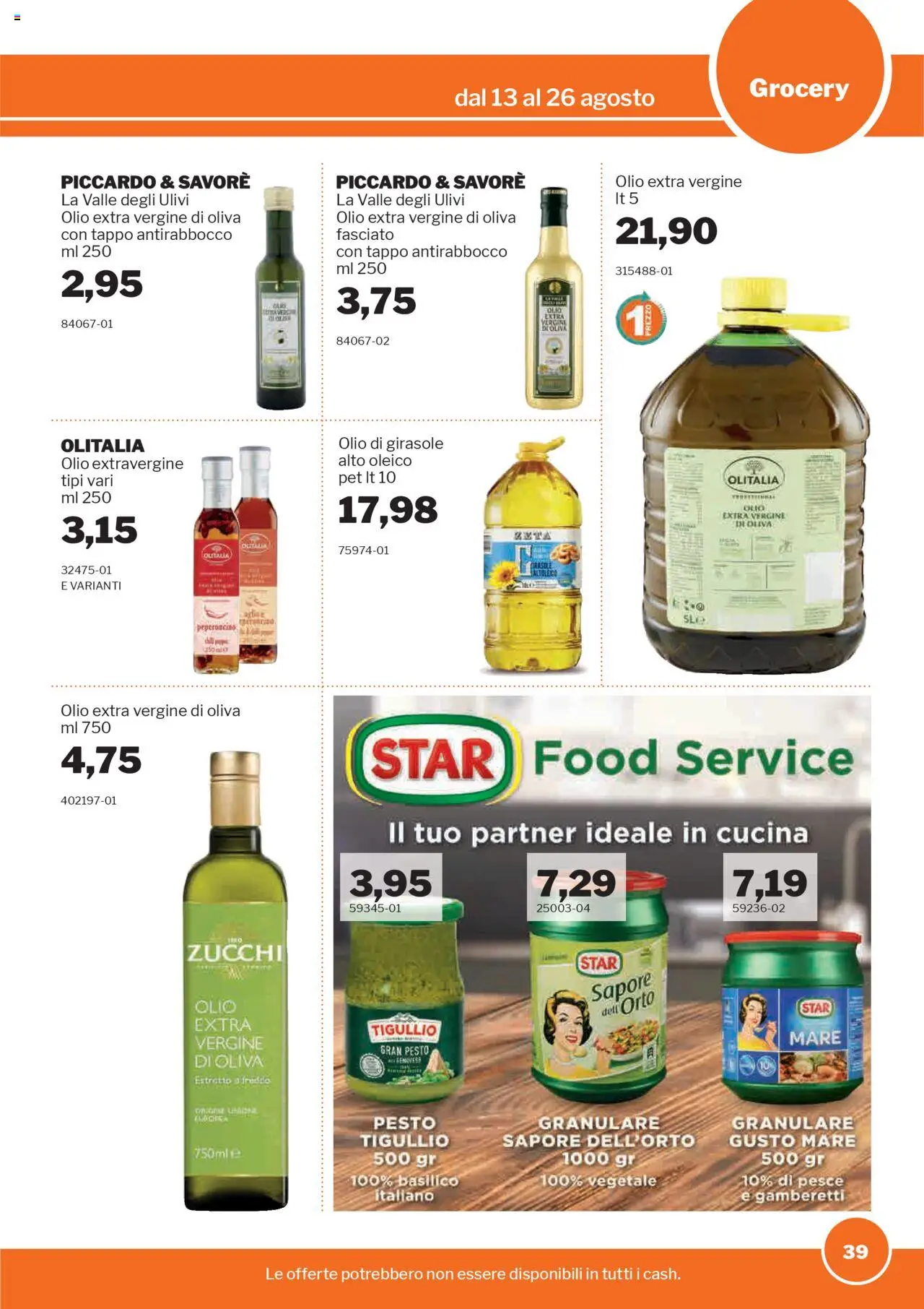 Volantino Sogegross del 13.08.2025 | Pagina: 39 | Prodotti: Pesce, Olio, Pesto, Basilico