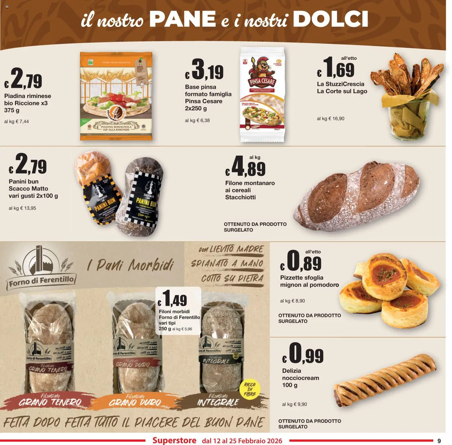 Volantino Sì con Te del 12.02.2026 | Pagina: 9 | Prodotti: Pane, Cereali, Pomodoro, Forno