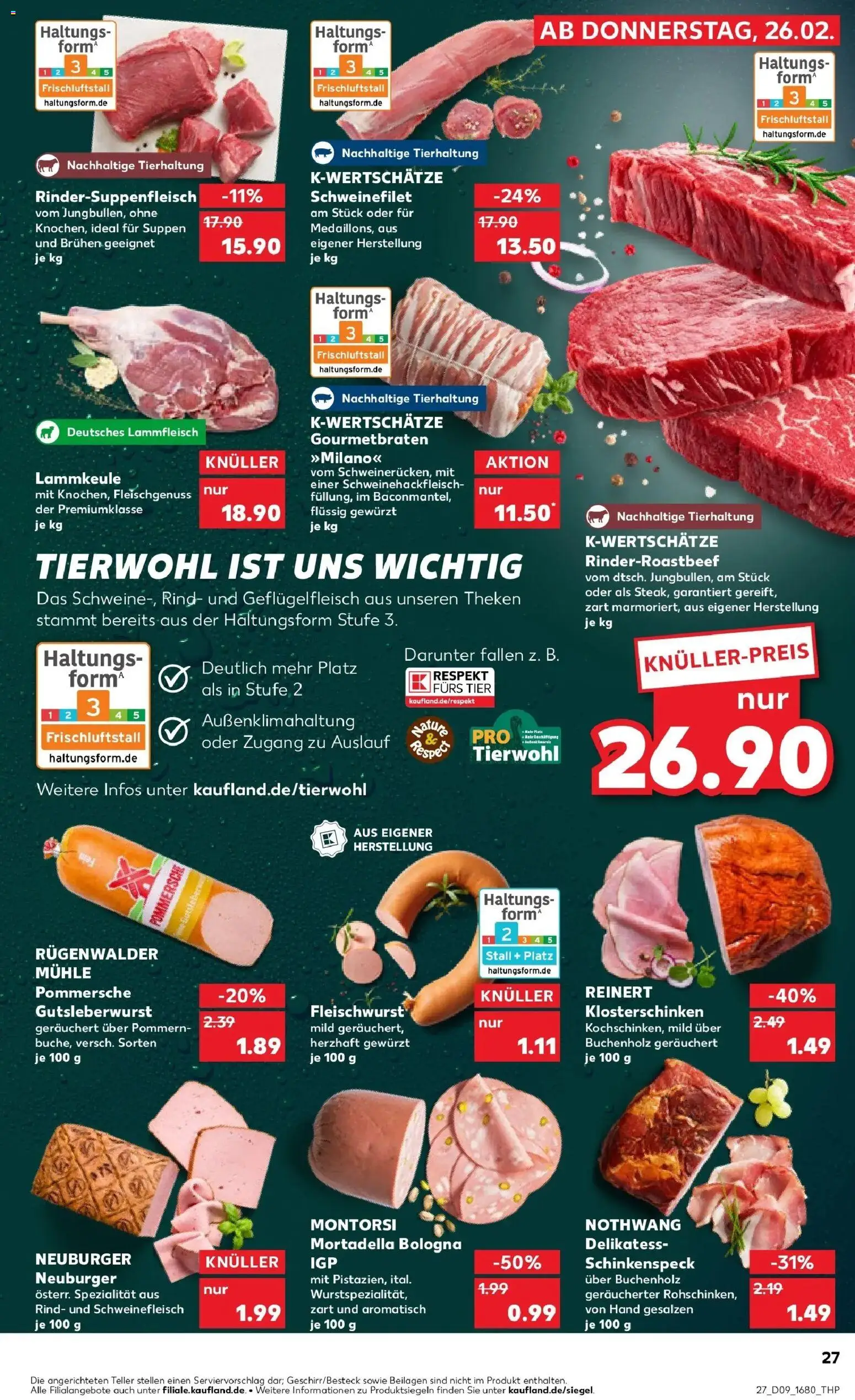 Kaufland prospekt Konstanz	 – gültig ab 26.02.2026 | Seite: 27 | Produkte: Lammkeule, Mühle, Schweinefilet, Schweinefleisch