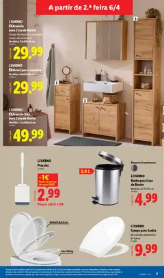 Pré-visualização LIVARNO Armário para Casa de Banho, Design intemporal com grande espaço de arrumação. Medidas: 32x80x29 cm válido de 06.04.2026 | Página: 7 | Produtos: Armário, Lavatório, Casa de banho, Banho