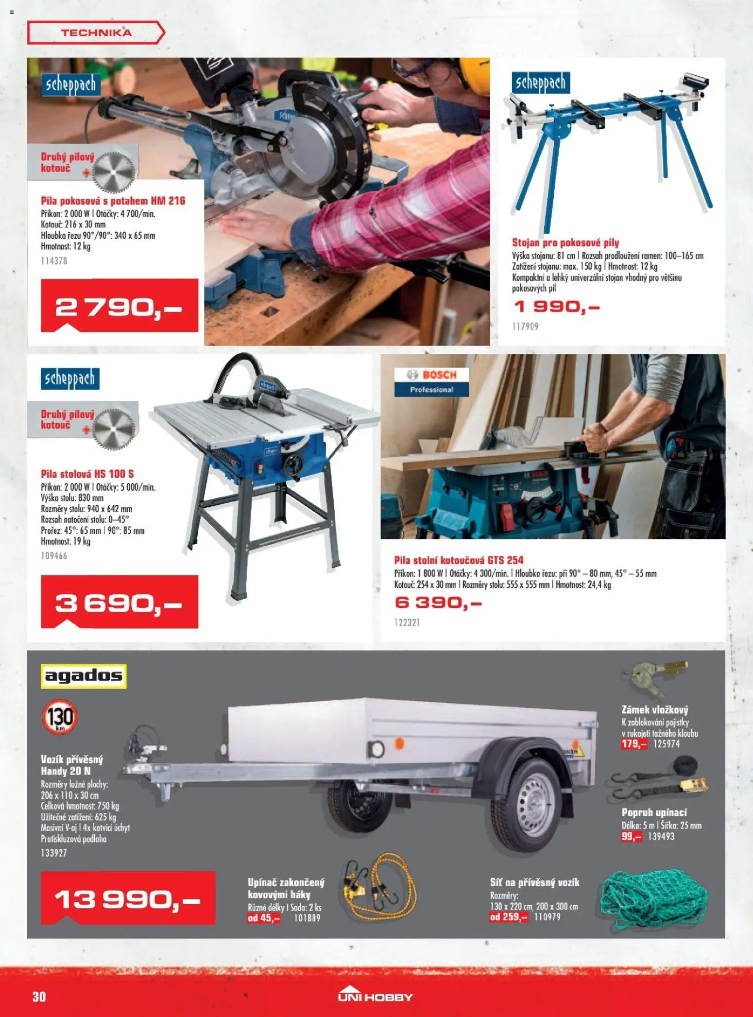 Uni Hobby leták od 27.11.2025 | Strana: 30 | Produkty: Síť, Přívěsný vozík, Pila