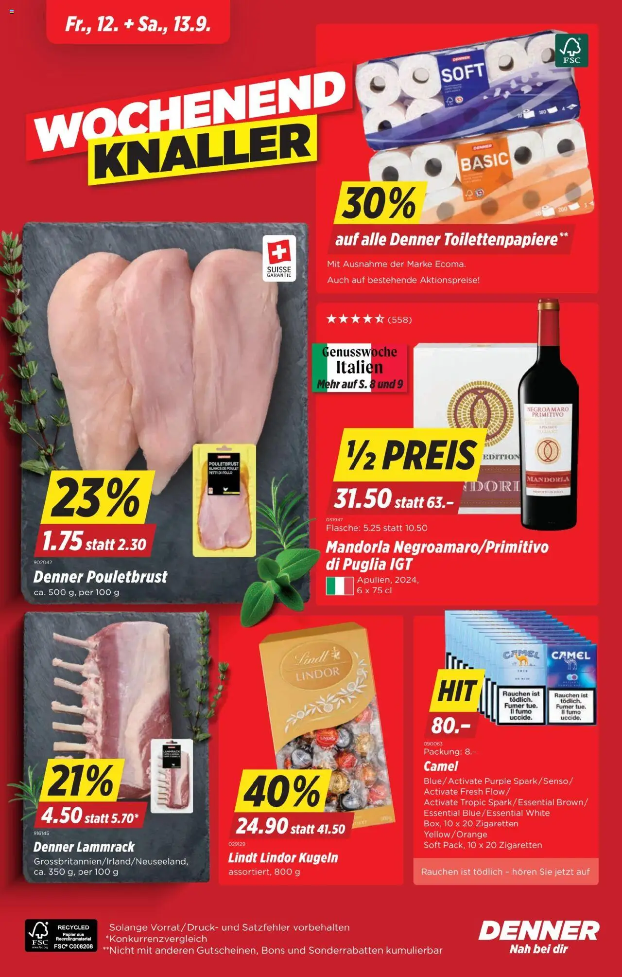 Denner Aktionen – gültig ab 09.09.2025 | Seite: 24 | Produkte: Pouletbrust, Toilettenpapier