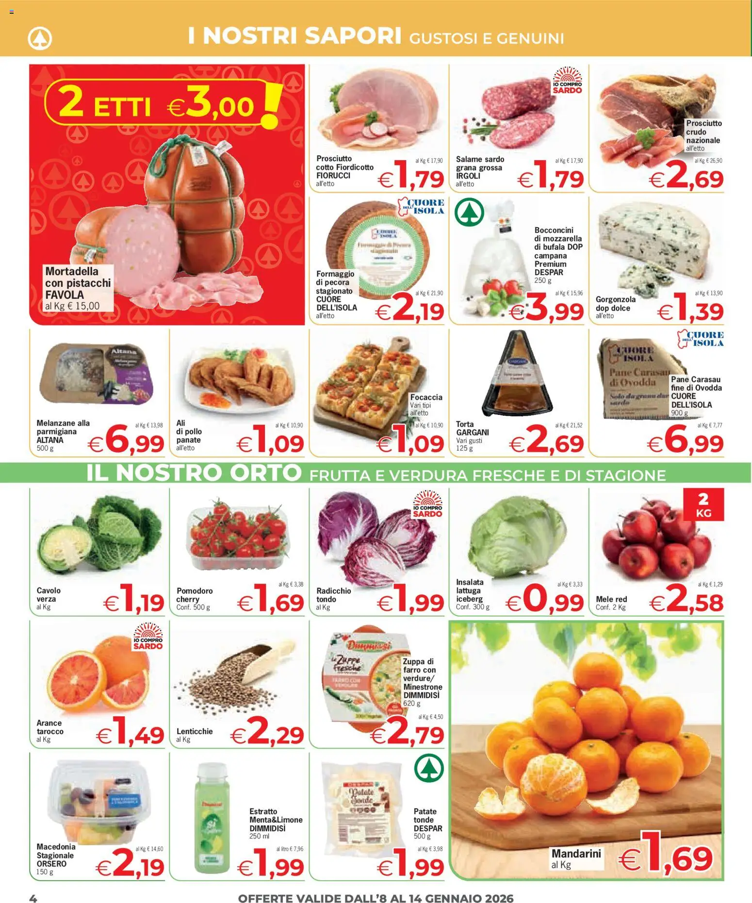 Volantino Eurospar del 08.01.2026 | Pagina: 4 | Prodotti: Minestrone, Focaccia, Cavolo, Farro