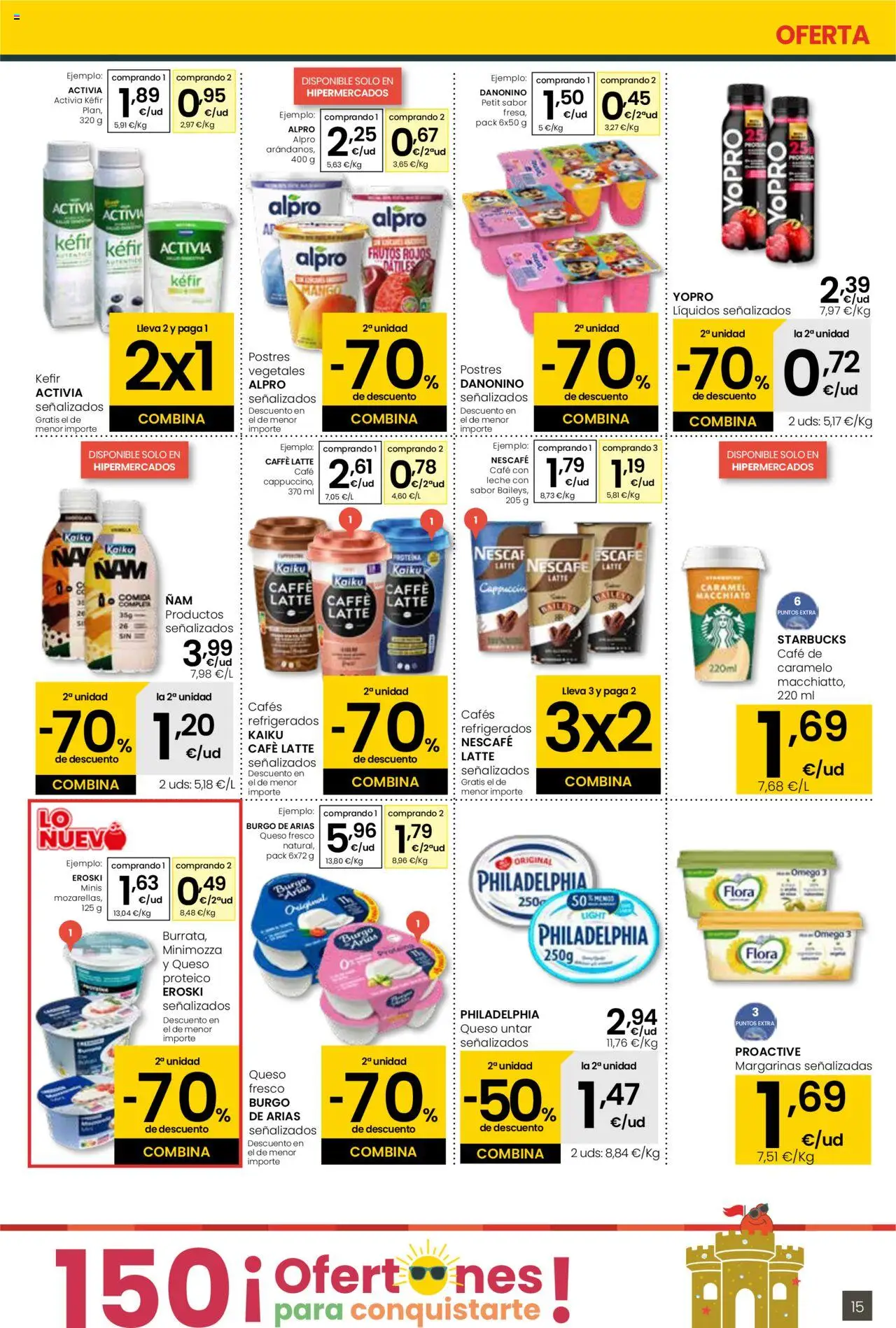 Eroski - Para conquistarte │ válido desde el 31.07.2025 | Página: 15 | Productos: Leche, Café, Queso fresco, Ρούτερ