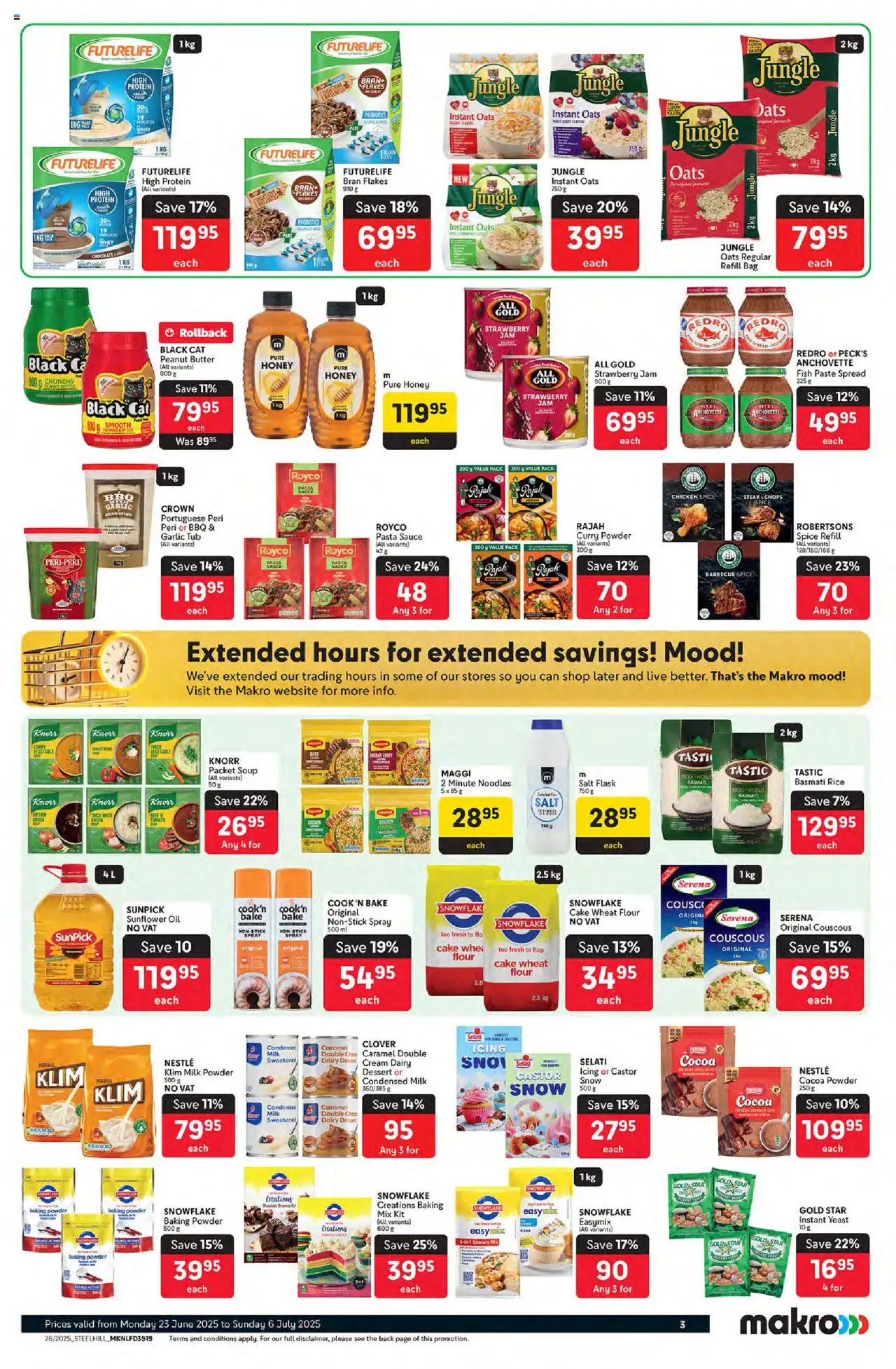Makro Specials │ valid from 23.06.2025 | Page: 3 | Products: Steak, Condensed milk, Noodles, Peanut butter