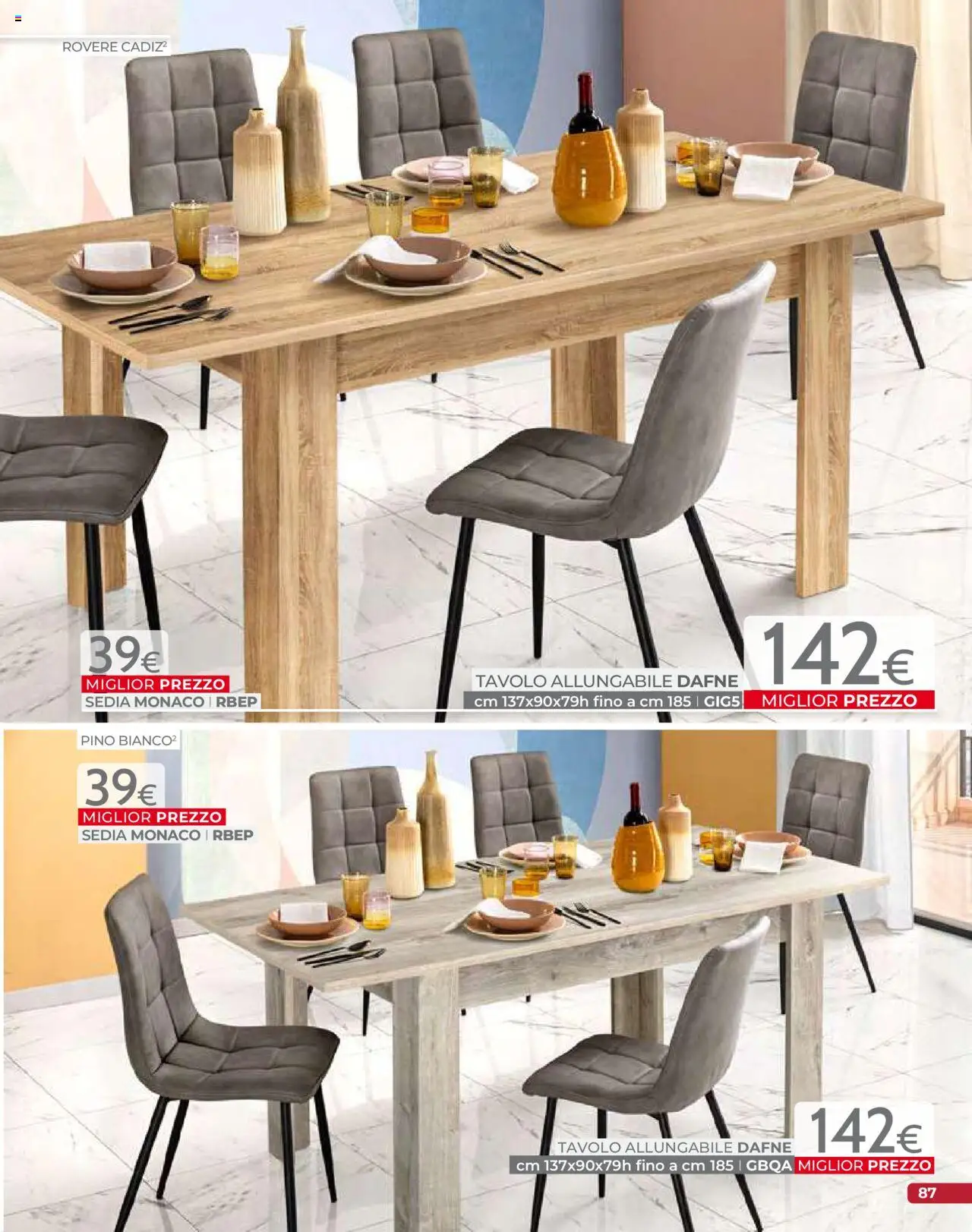 Volantino Mondo Convenienza del 09.09.2025 | Pagina: 89 | Prodotti: Tavolo, Sedia