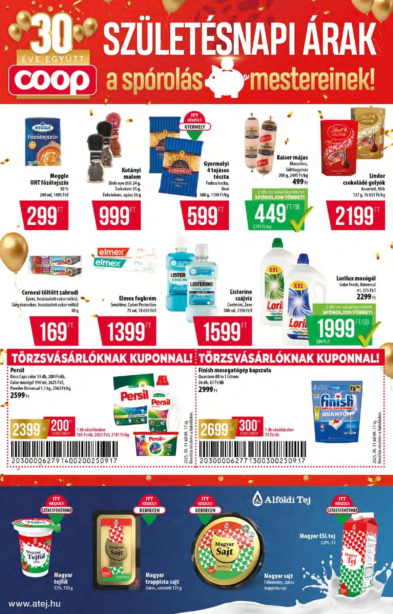 COOP akciós ujság - amely érvényes a következő dátumtól: 11.09.2025 | Oldal: 6 | Termékek: Csokoládé, Tejföl, Fogkrém, Trappista sajt