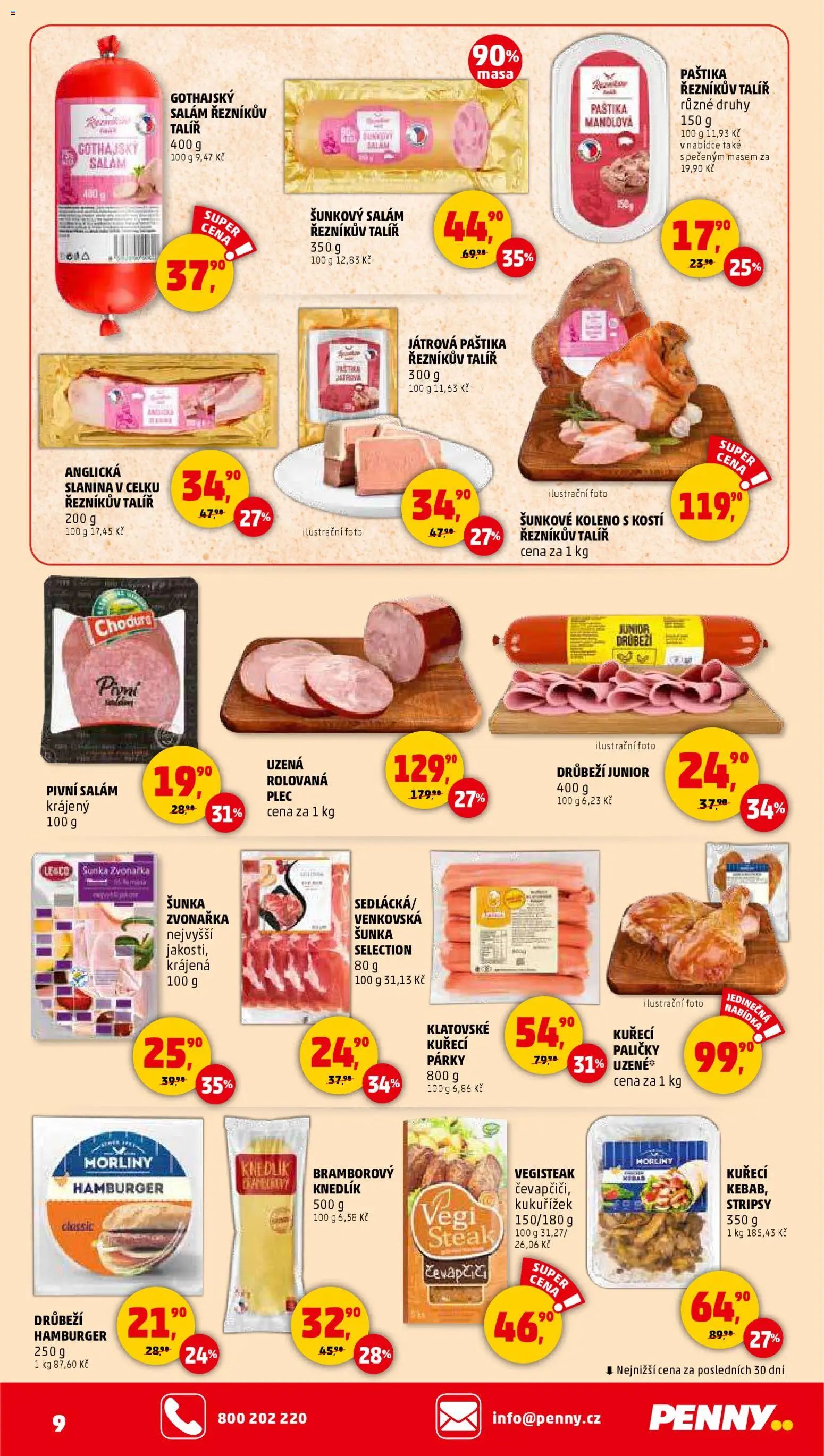 Penny Market leták - Čtvrtečník od 20.11.2025 | Strana: 9 | Produkty: Šunka, Steak, Anglická slanina, Šunkový salám