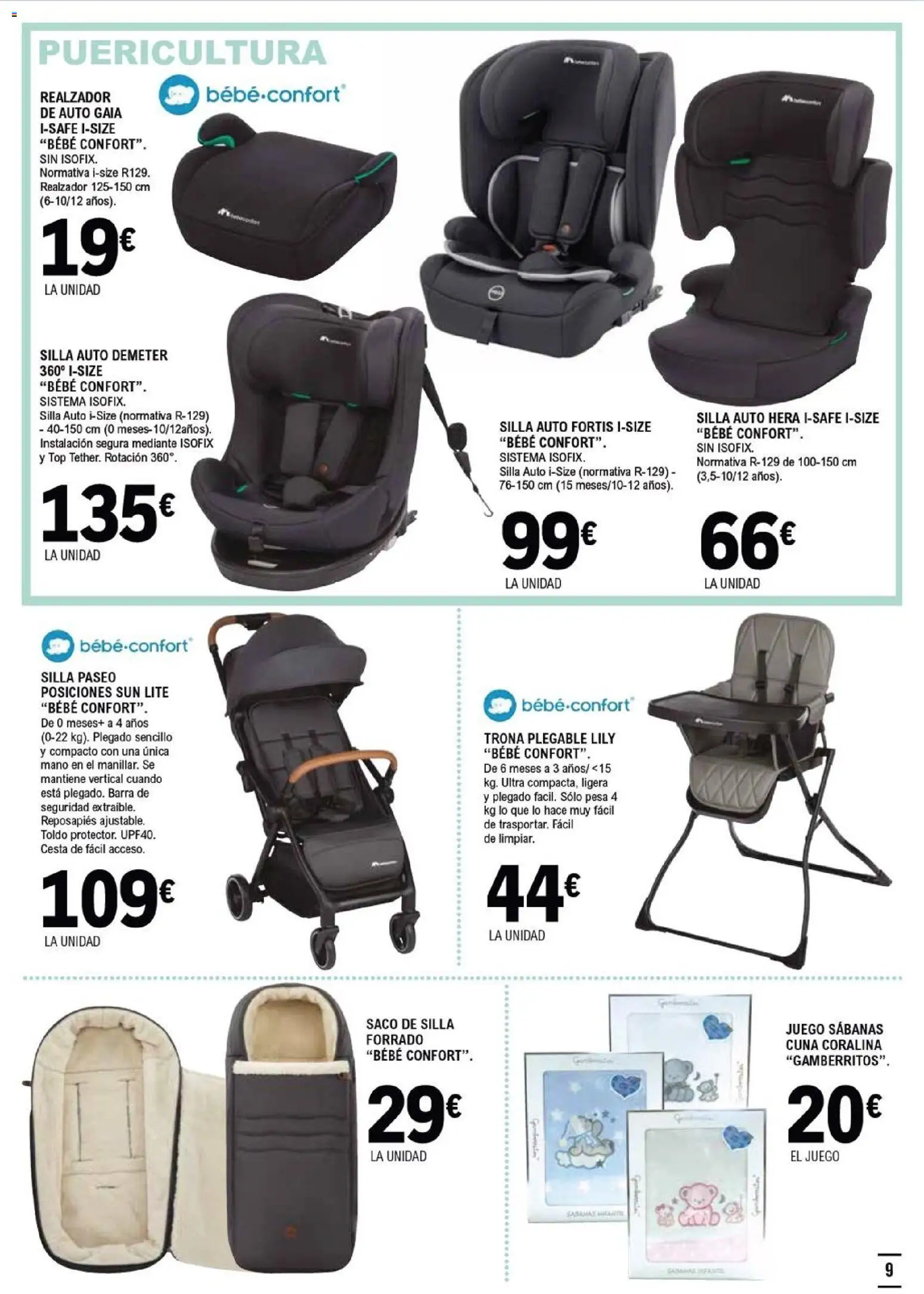 E.Leclerc folleto │ válido desde el 28.01.2026 | Página: 9 | Productos: Reposapiés, Silla, Cuna, Cesta