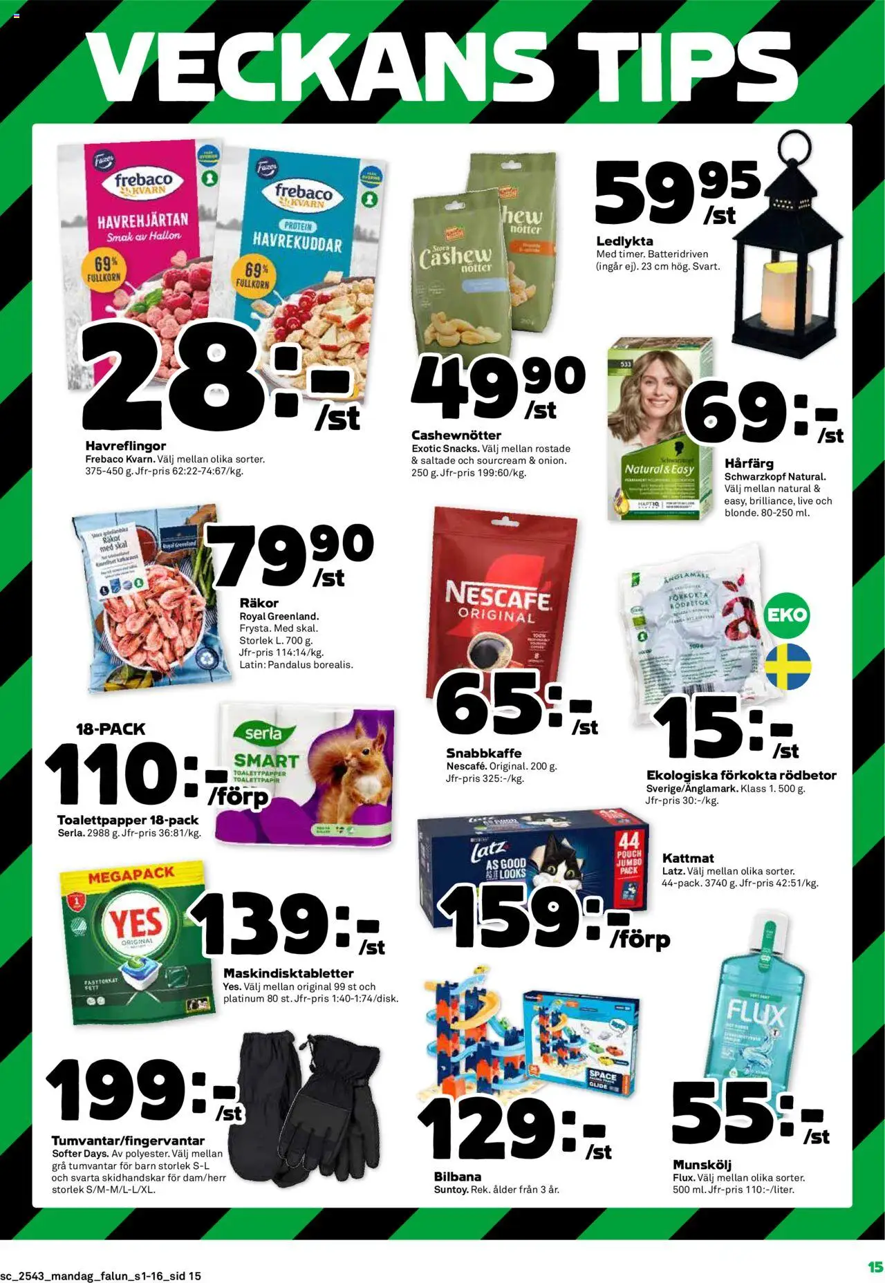 Stora Coop reklamblad aktuell från 20.10.2025 | Sida: 15 | Produkter: Hårfärg, Toalettpapper, Räkor, Nötter