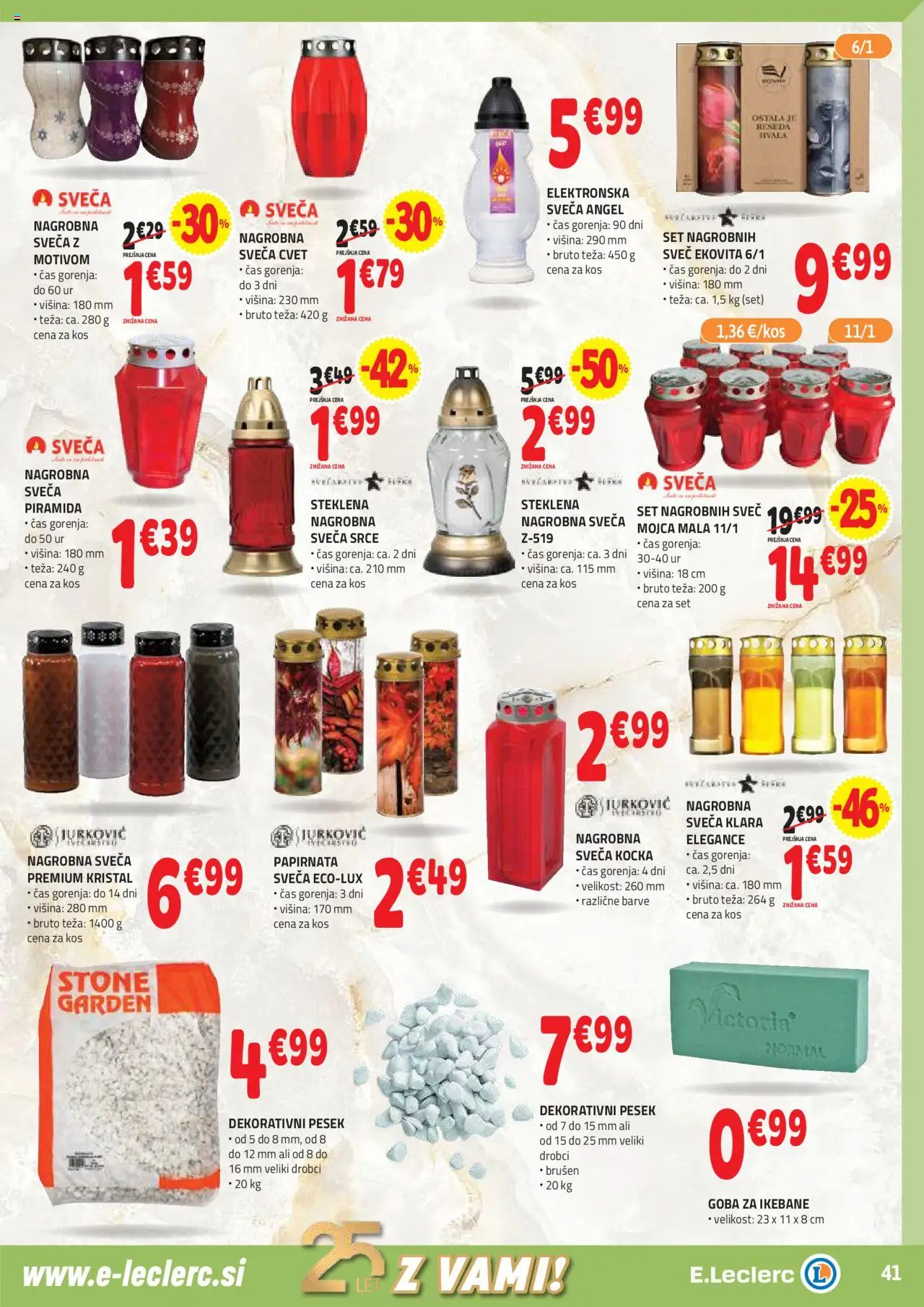 Novi E.leclerc katalog ponudbe – veljaven od 08.10.2025 | Stran: 41 | Izdelki: Teza, Sveča, Kos, Goba