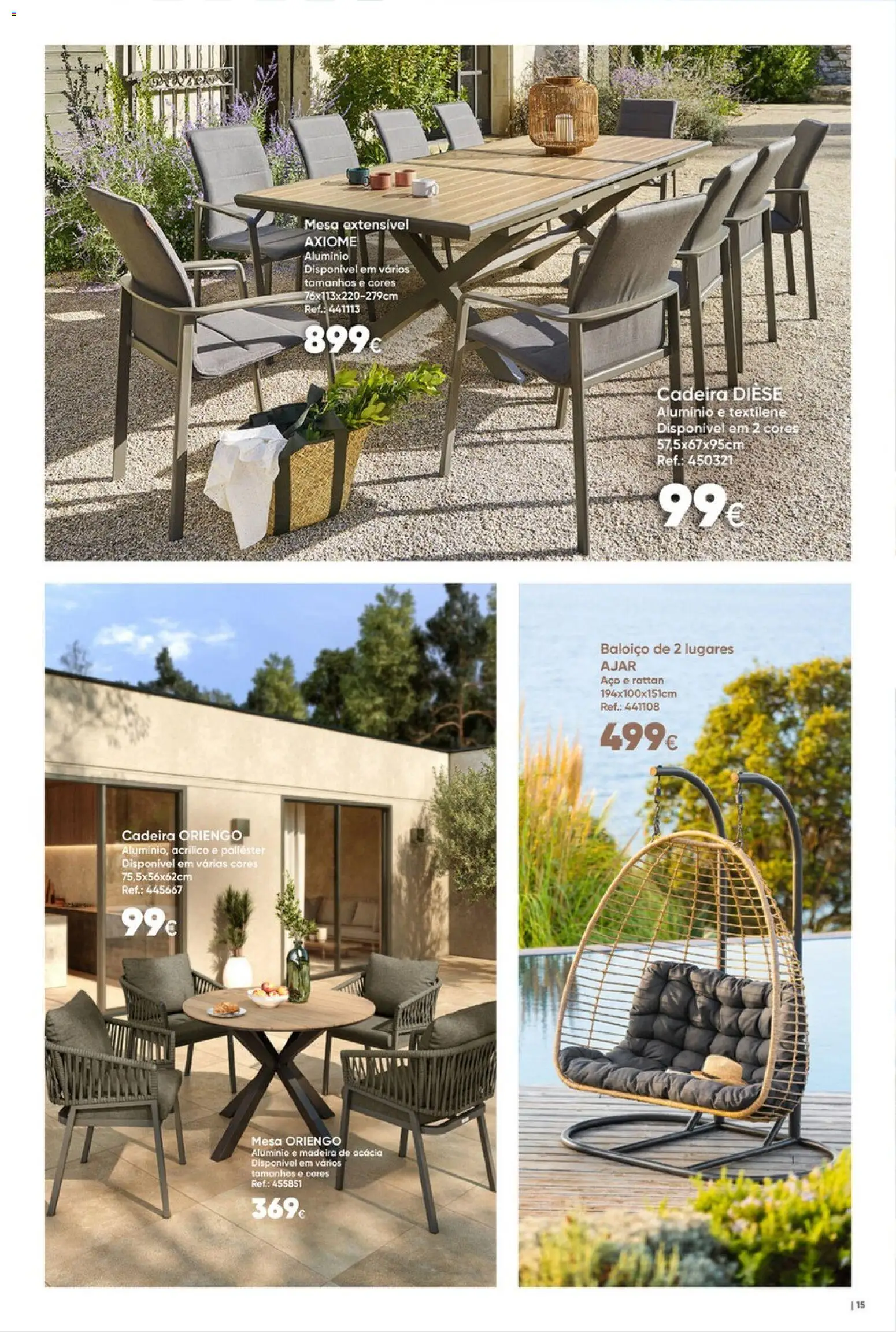 Hôma Catálogo │ válido de 10.04.2026 | Página: 15 | Produtos: Baloiço, Mesa, Cadeira
