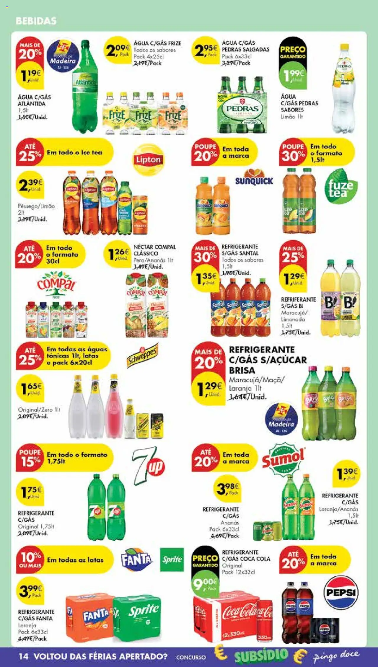 Pingo Doce Poupe Esta Semana Madeira │ válido de 07.10.2025 | Página: 14 | Produtos: Agua, Refrigerante, Fanta, Coca-cola
