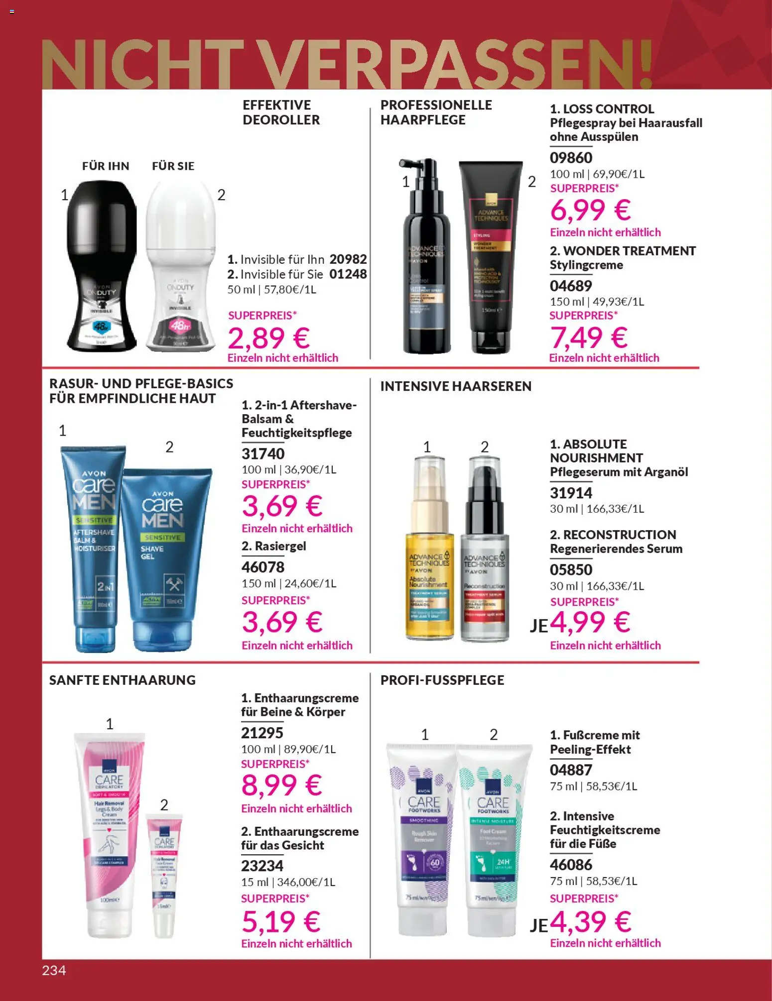 AVON Katalog Dezember 2025 – gültig ab 01.12.2025 | Seite: 236 | Produkte: Enthaarungscreme, Serum, Fußcreme