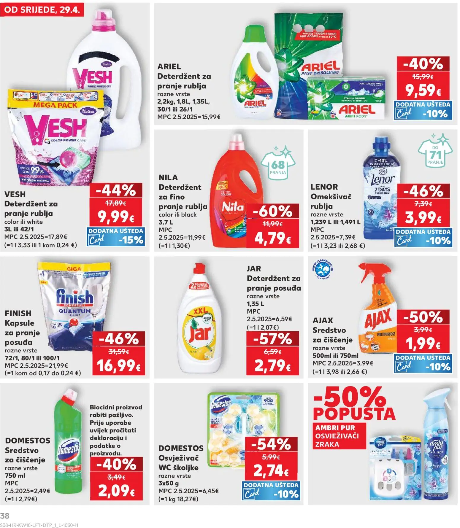 Kaufland HR akciós ujság - amely érvényes a következő dátumtól: 29.04.2026 | Oldal: 38 | Termékek: Ariel, WC