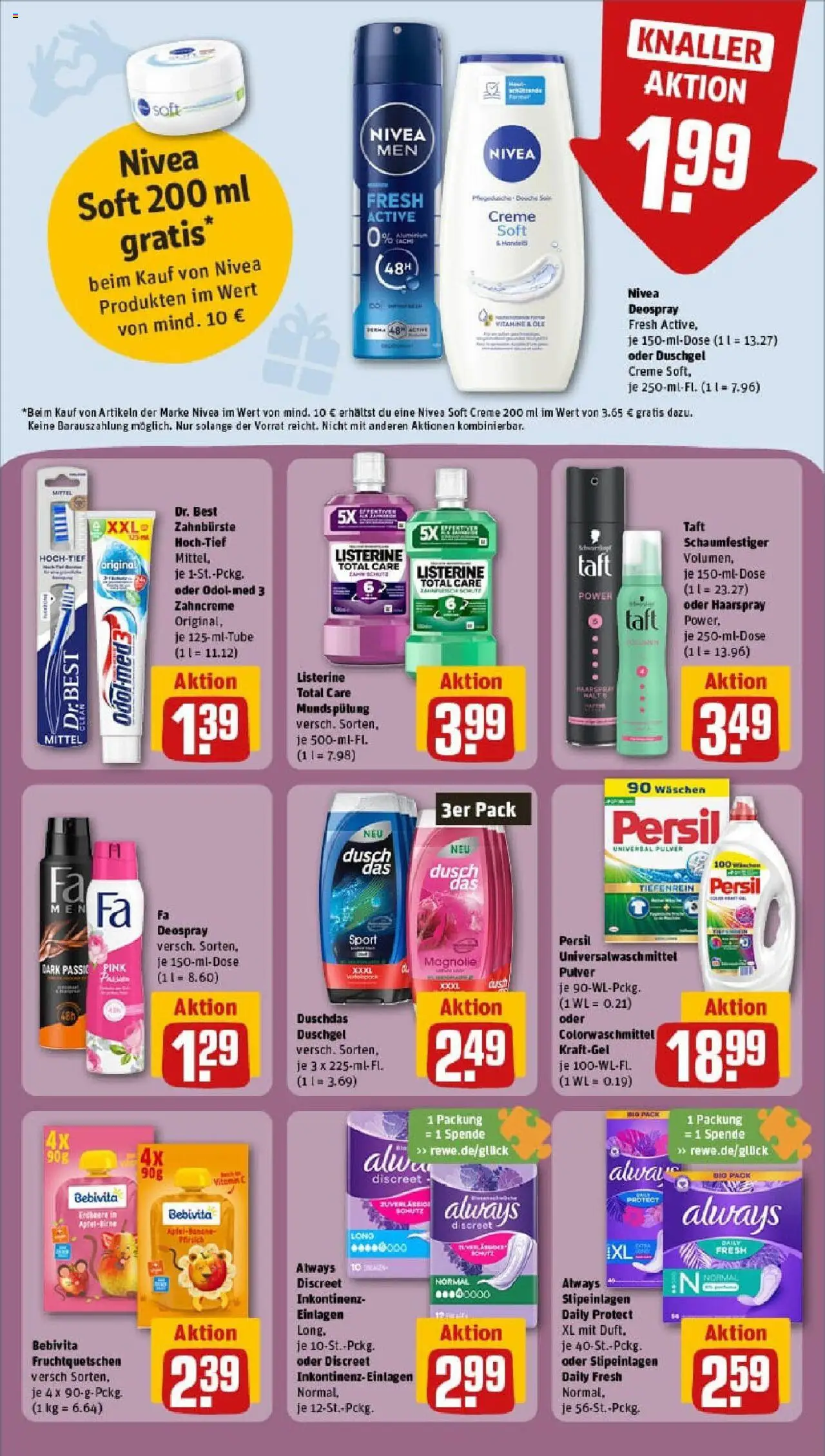 Rewe prospekt Berlin / Französisch Buchholz	 - gültig ab dem 27.07.2025 | Seite: 26 | Produkte: Duschgel, Zahnbürste, Duschdas, Pfirsich