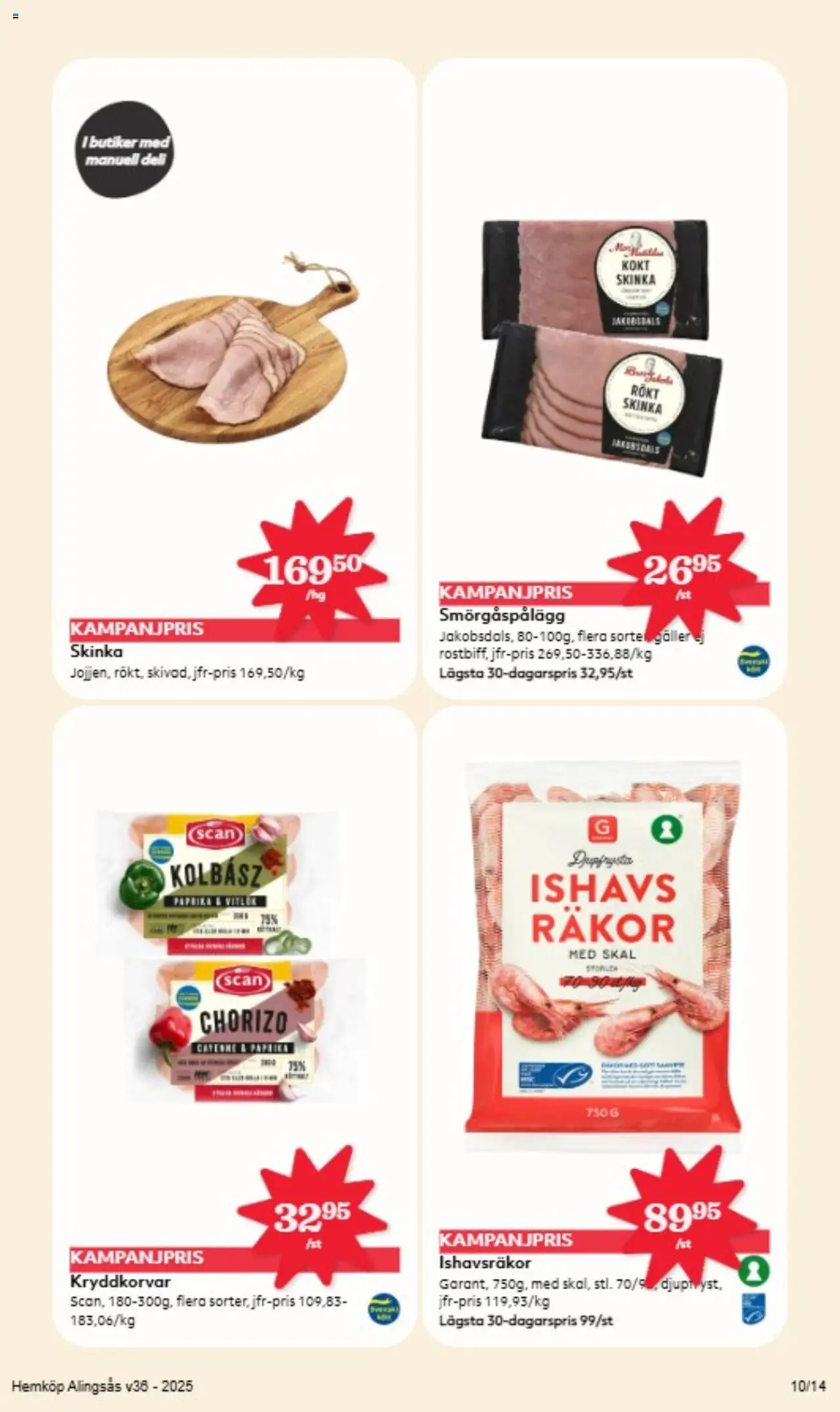 Hemköp reklamblad aktuell från 01.09.2025 | Sida: 9 | Produkter: Smörgåspålägg, Skinka, Vitlök, Chorizo
