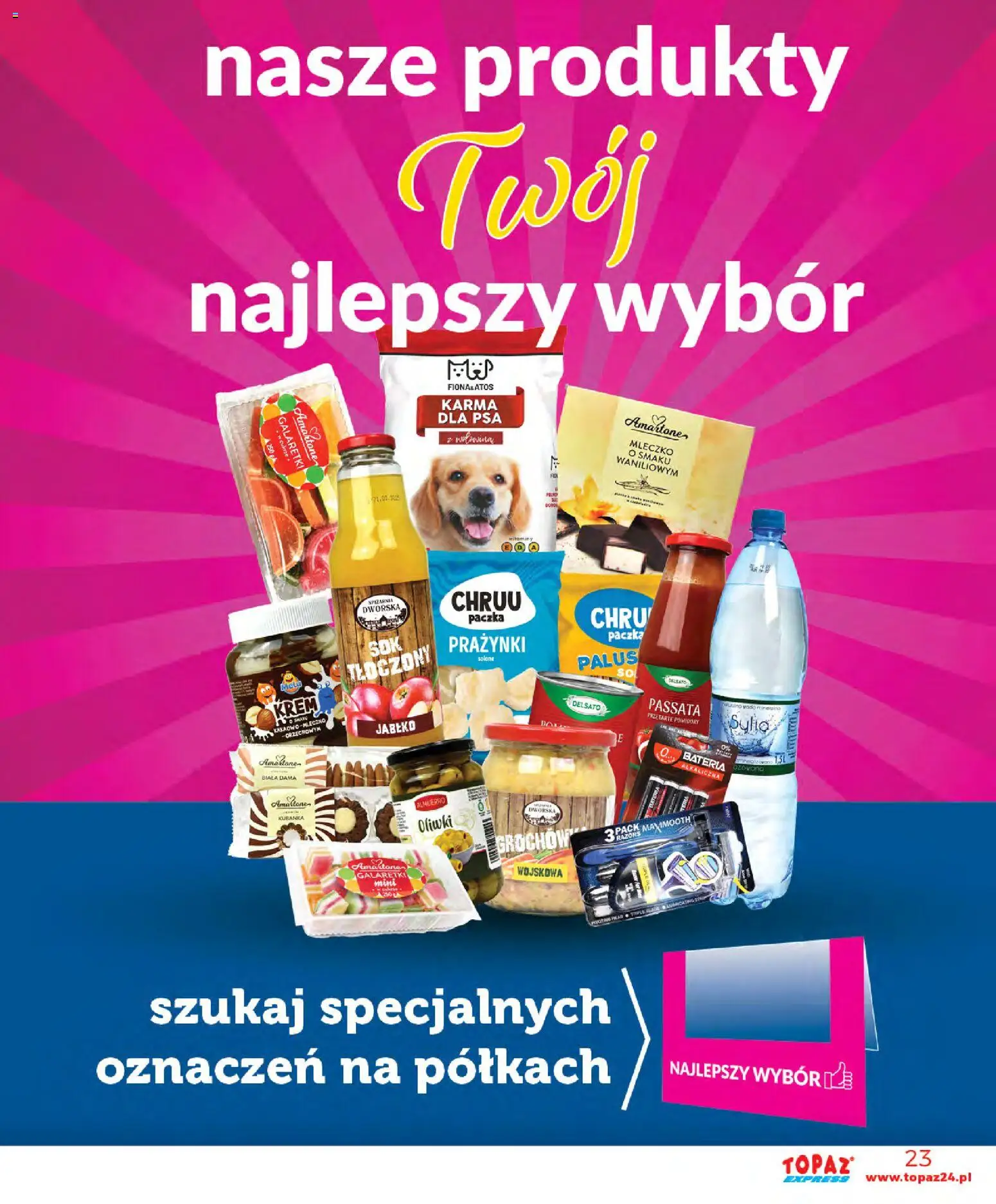 Topaz Gazetka - Express od 02.01.2026 | Strona: 23 | Produkty: Galaretki, Bateria, Pomidory, Krem