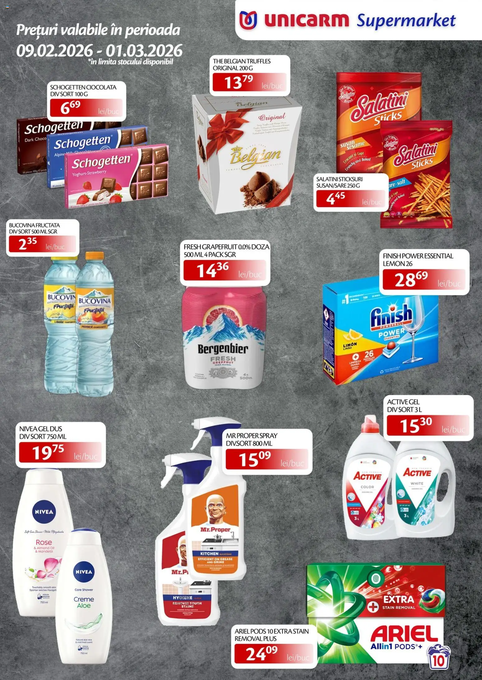 Noul catalog Unicarm – valabil de la 09.02.2026 | Pagină: 5 | Produse: Șort, Duș, Sticksuri, Ciocolată