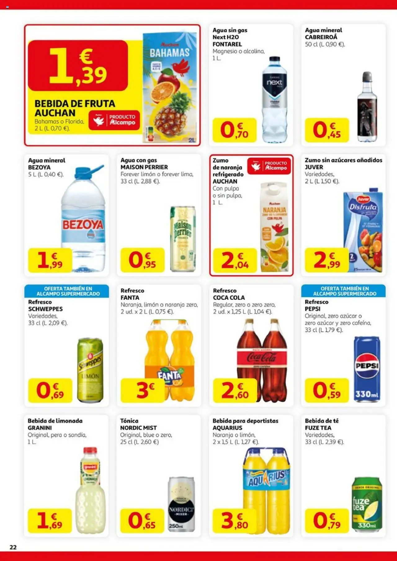 Alcampo - HG Nacional Unificado  │ válido desde el 11.09.2025 | Página: 22 | Productos: Agua con gas, Ροζ πιπέρι, Limonada, Agua mineral