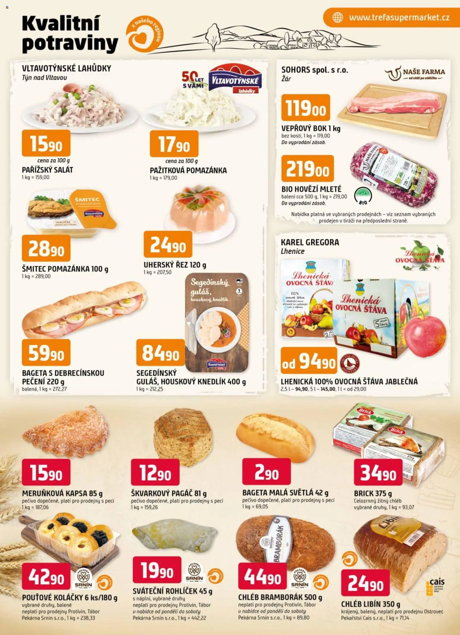 Trefa leták od 08.04.2026 | Strana: 5 | Produkty: Salát, Žitný chléb, Pečivo, Guláš