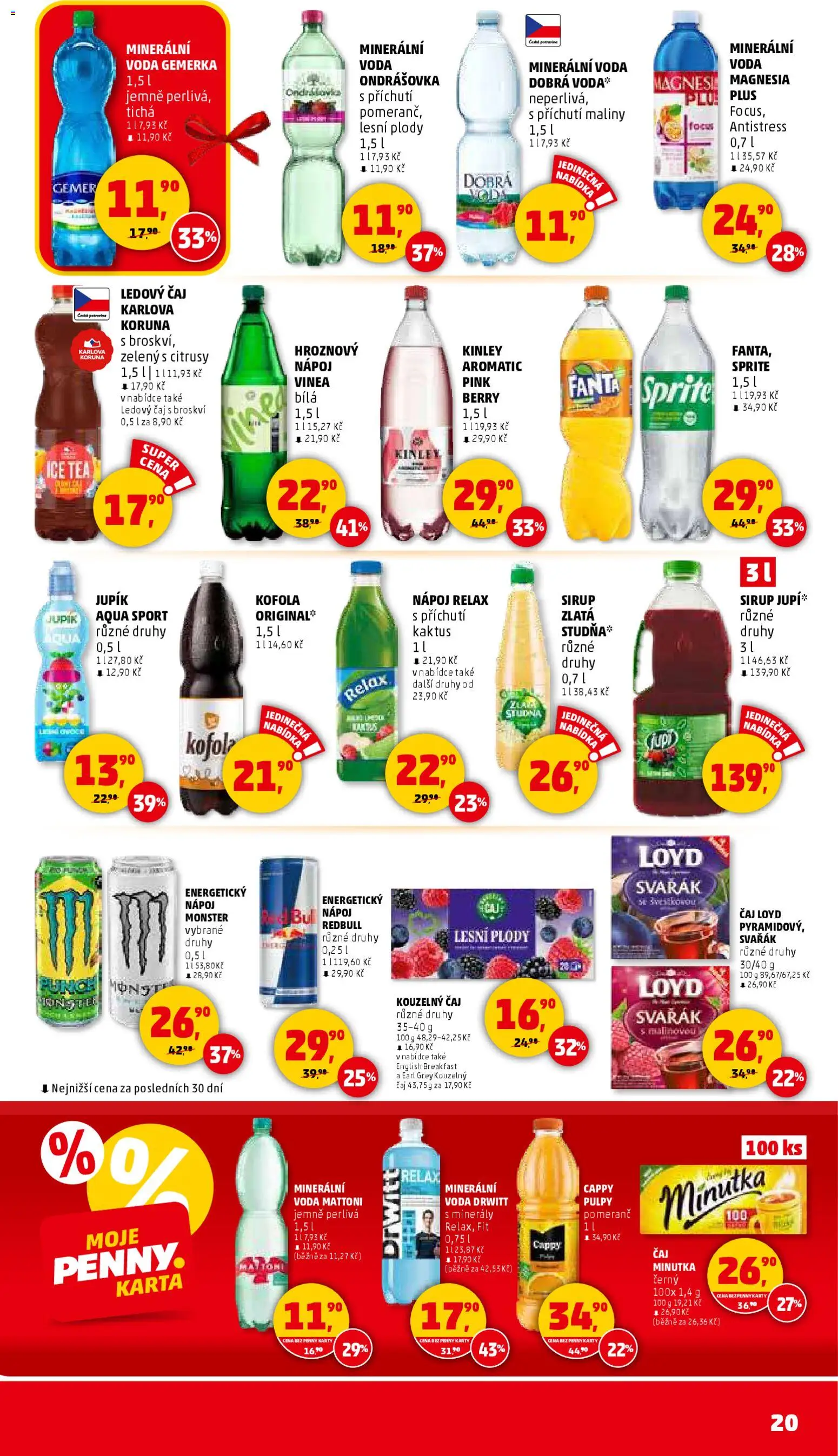 Penny Market leták - Čtvrtečník od 20.11.2025 | Strana: 20 | Produkty: Voda, Monster, Sirup, Vinea
