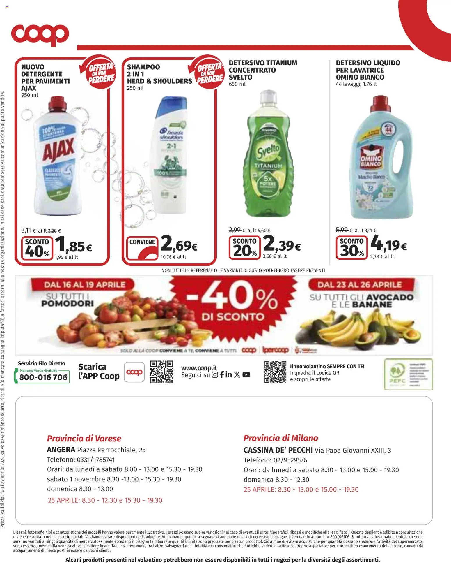 Volantino COOP del 16.04.2026 | Pagina: 8 | Prodotti: Shampoo, Banane, Data, Telefono
