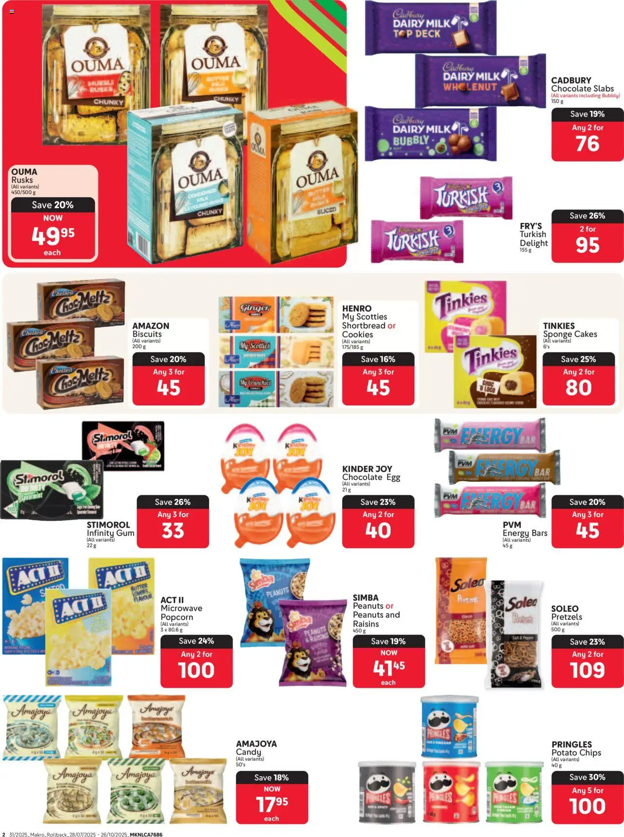 Makro - Rollback Specials │ valid from 28.07.2025 | Page: 2 | Products: Microwave, Rusks, Popcorn, Fry's
