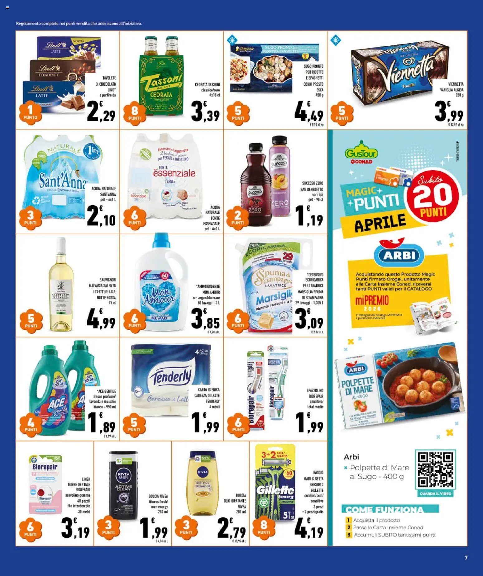 Volantino Conad del 15.04.2026 | Pagina: 7 | Prodotti: Lavatrice, The, Acqua naturale, Video