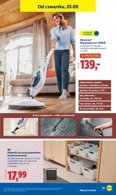 Silvercrest® Mop parowy 2 w 1, 1500 W, w zestawie m.in. 7 nasadek, nasadka do mebli tapicerowanych i 2 ścierki od 22.09.2025 | Strona: 41 | Produkty: Mop parowy
