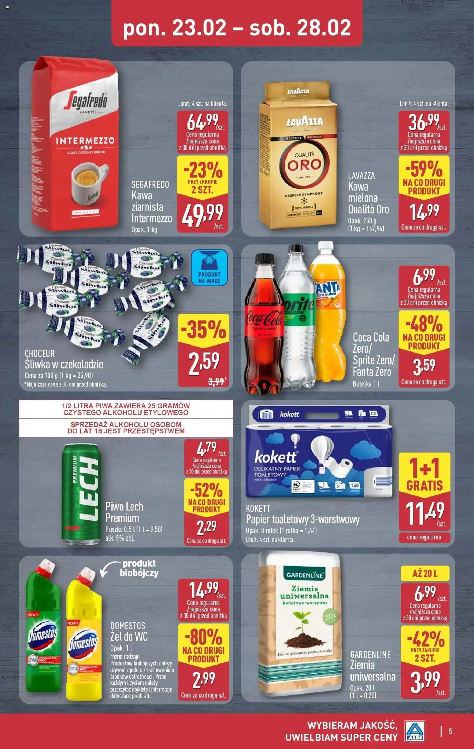 Aldi Gazetka - Okazje na weekend od 26.02.2026 | Strona: 5 | Produkty: Coca cola, Domestos, Kawa, Piwo