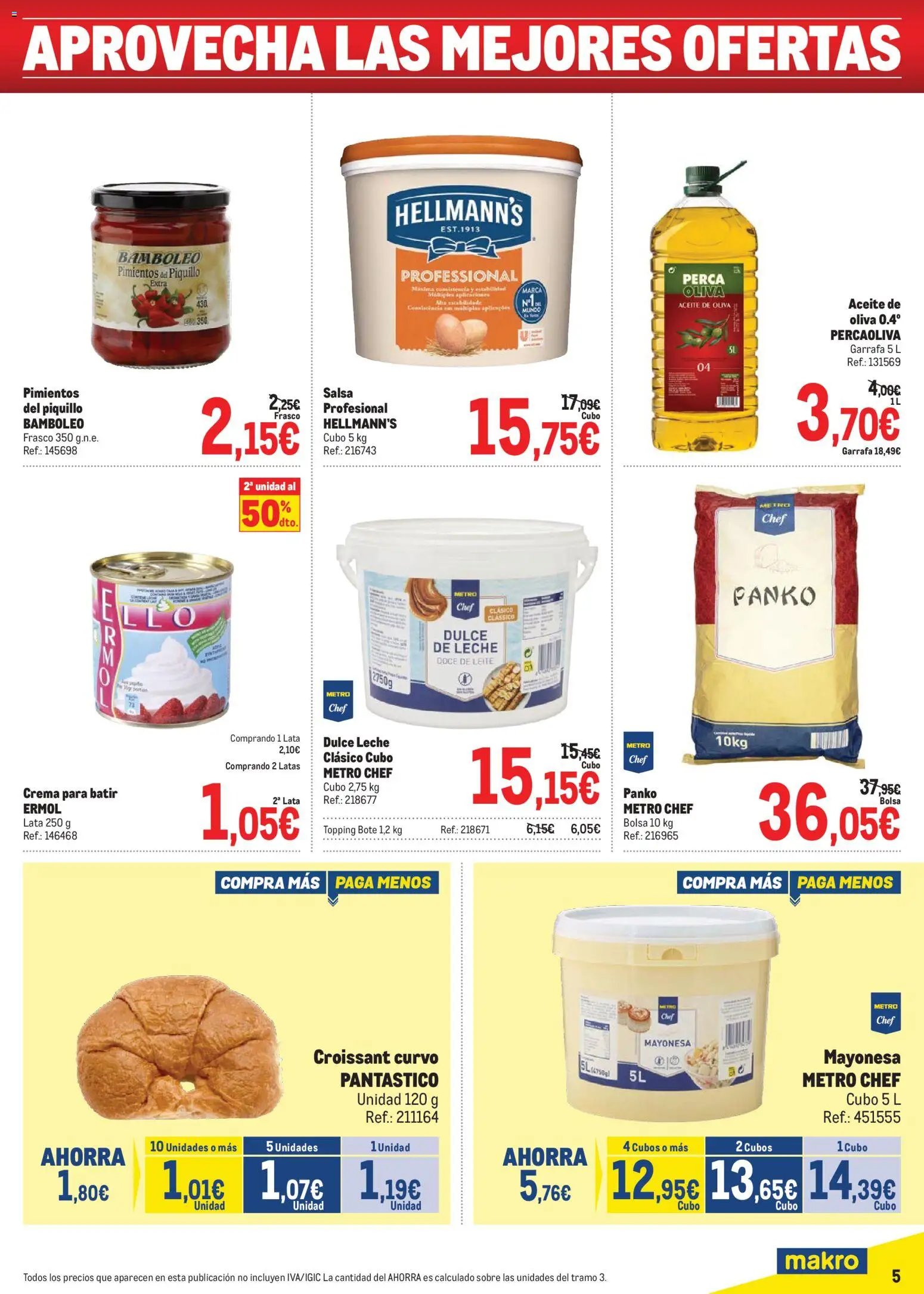 Makro Precios Canarias │ válido desde el 20.04.2026 | Página: 5 | Productos: Ron, Leche, Aceite, Bolsa