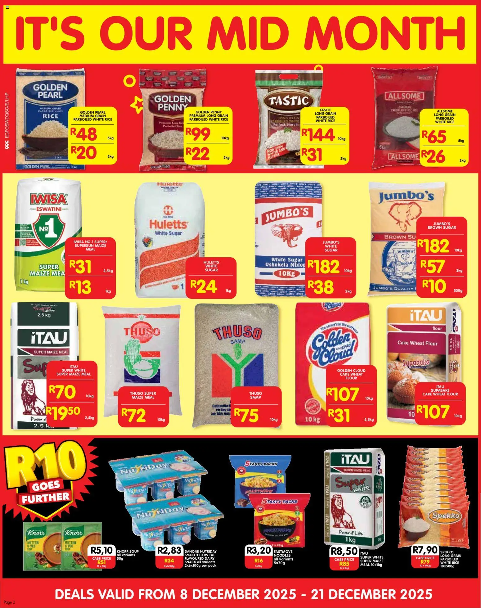 New Shoprite catalogue – valid from 08.12.2025 | Page: 2 | Products: Case, Box, Noodles, Sugar
