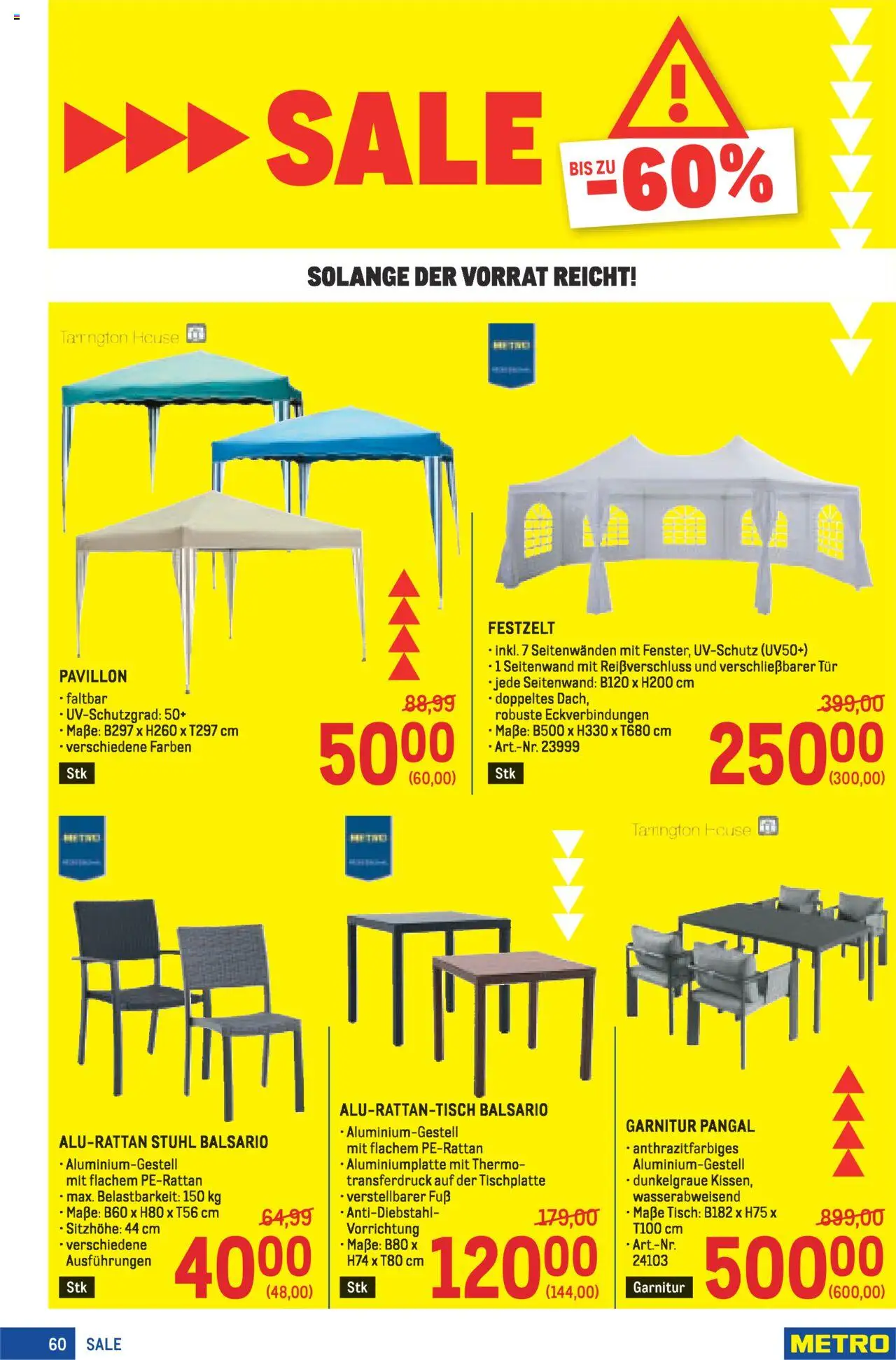 Metro Angebote Profi gültig ab 07.08.2025 | Seite: 60 | Produkte: Tisch, Stuhl
