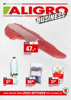 Aligro Aktionen Business Schlieren, Gossau SG, Frauenfeld, Rapperswil-Jona, Sargans, Bern, Brüttisellen, Pratteln, Emmen, Spreitenbach ab 17.11.2025 gültig