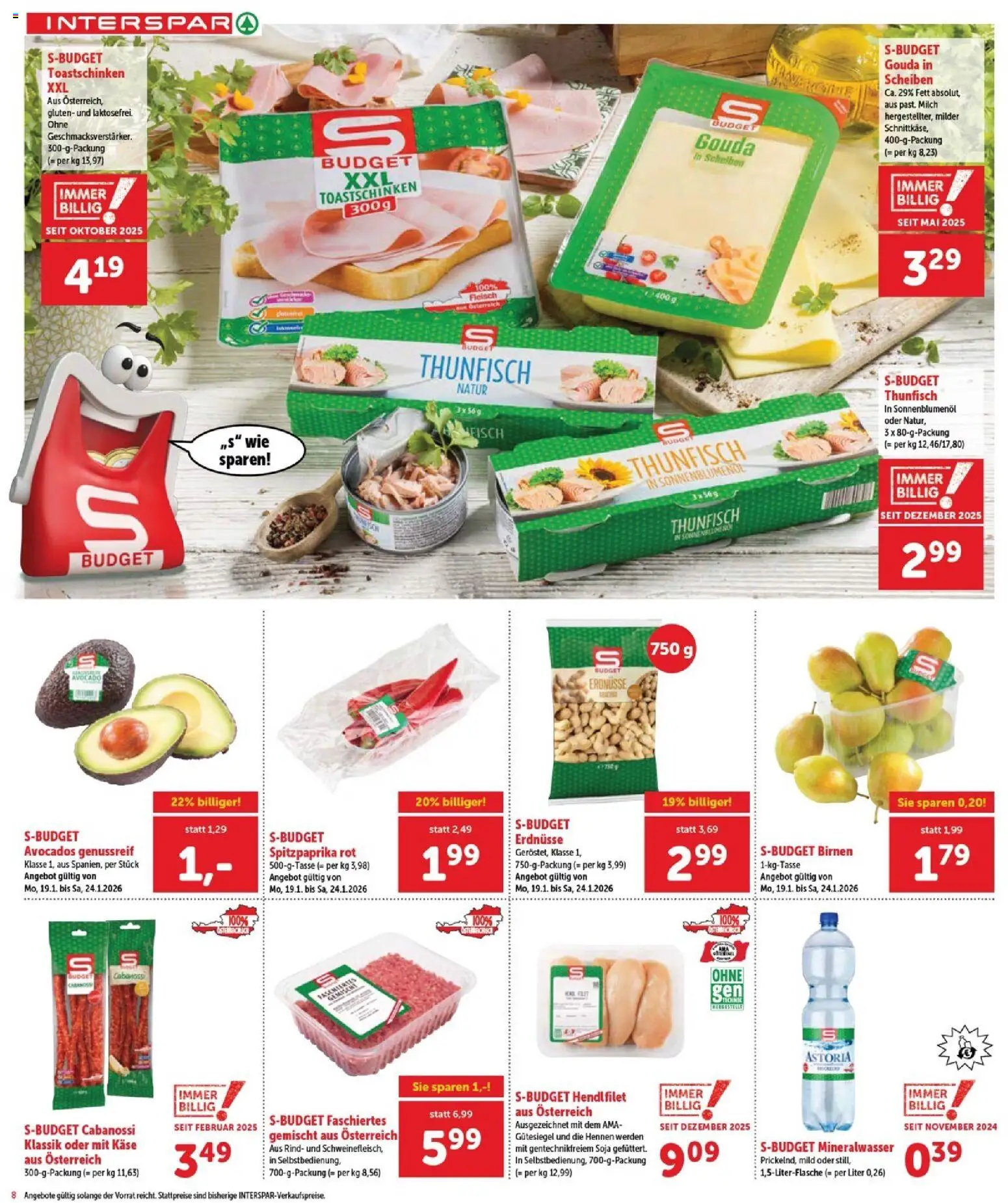 Interspar Flugblatt - Burgenland gültig ab 22.01.2026 | Seite: 8 | Produkte: Папионка, Milch, Käse