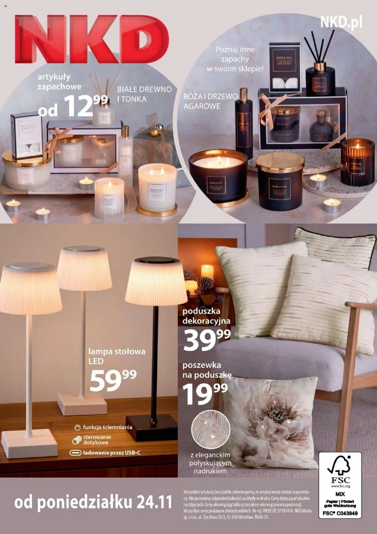 NKD Gazetka od 24.11.2025 | Strona: 10 | Produkty: Poduszka, Lampa