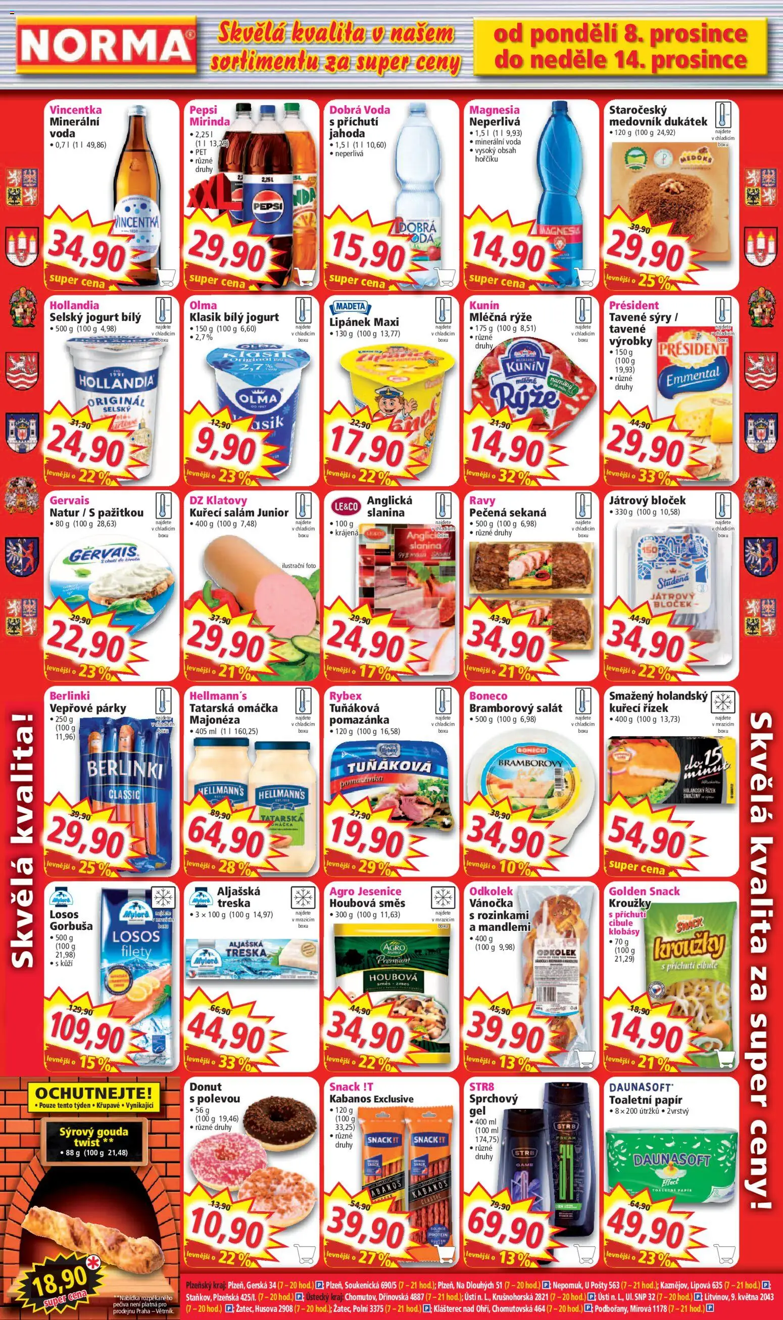 Norma leták od 08.12.2025 | Strana: 6 | Produkty: Gouda, Klobásy, Magnesia, Bílý jogurt