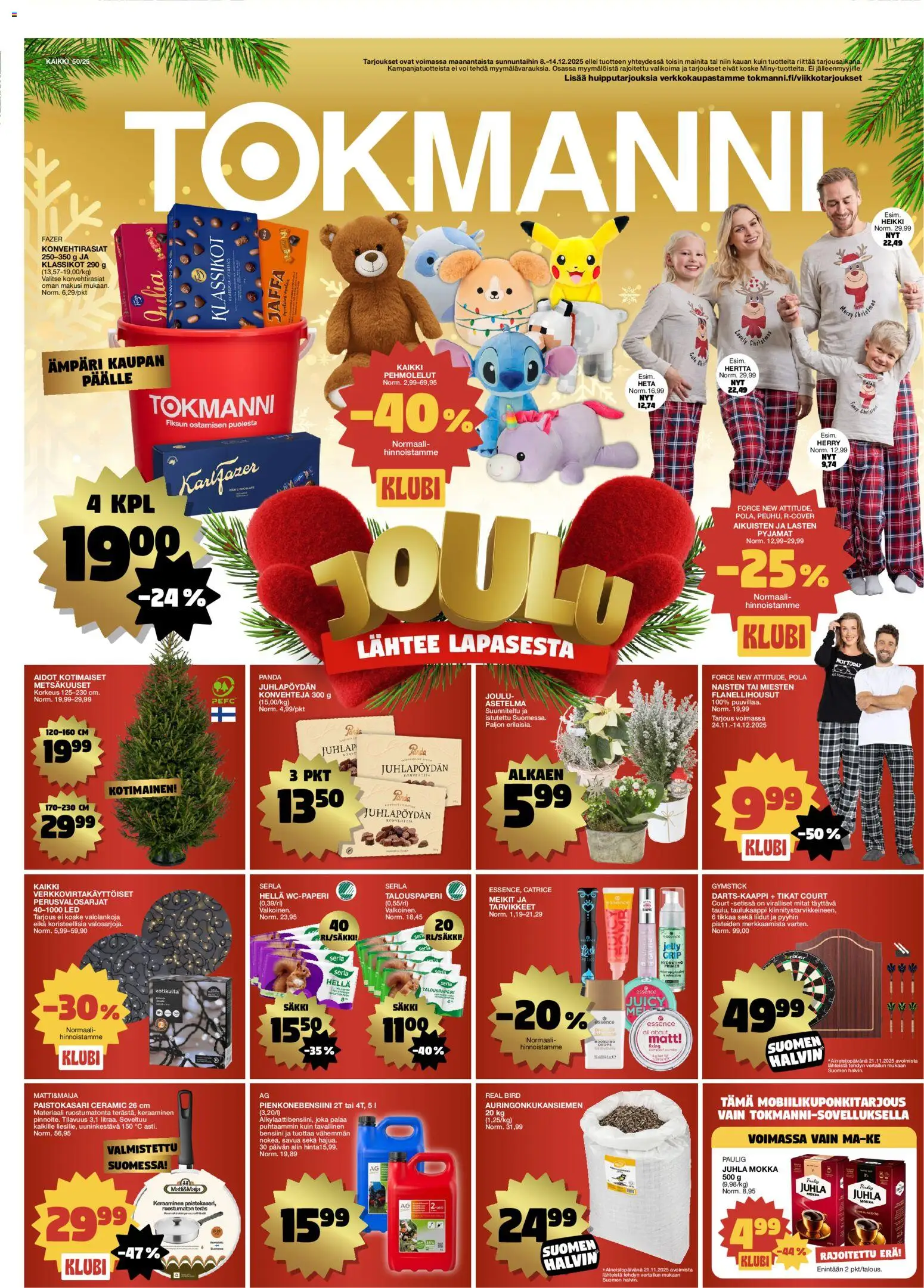 Tokmanni tarjoukset – voimassa 08.12.2025 alkaen | Sivu: 1 | Tuotteet: Wc-paperi, Ämpäri, Pehmolelut, Voi