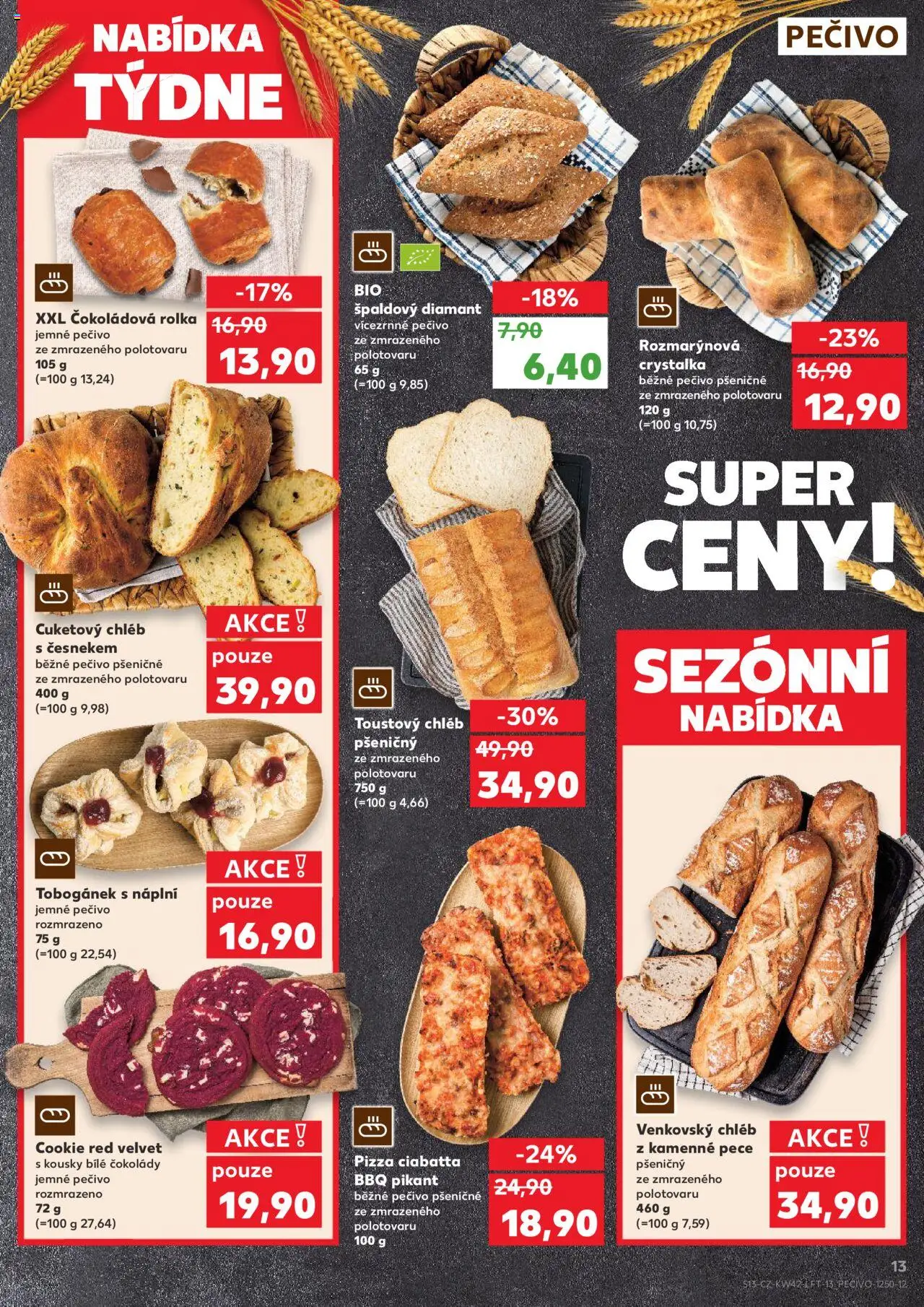 Kaufland leták - Chomutov od 15.10.2025 | Strana: 13 | Produkty: Chléb, Čokoládová rolka, Velvet, Ciabatta
