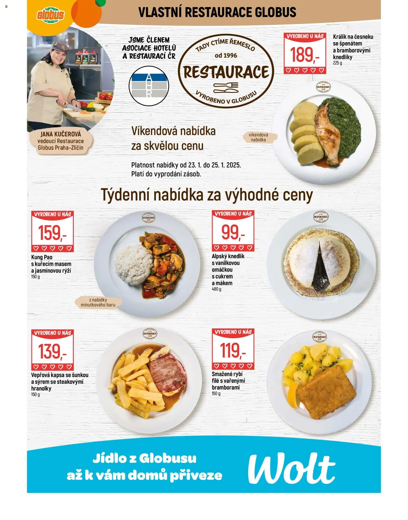 Globus leták - Praha Zličín od 21.01.2026 | Strana: 9 | Produkty: Králík, Hranolky, Kung pao, Rýži