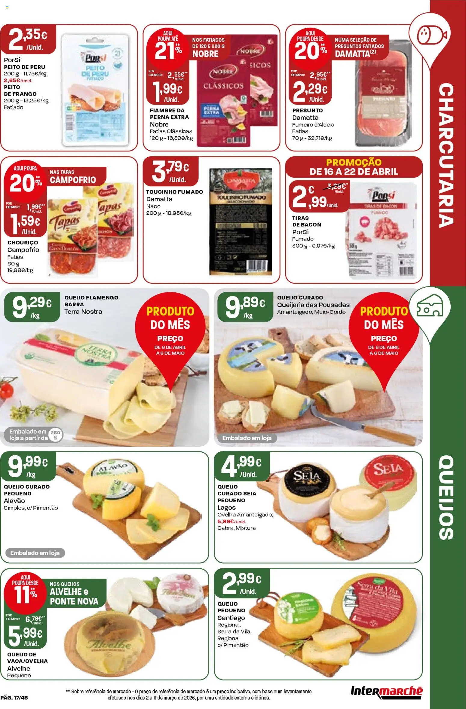 Intermarché folheto │ válido de 16.04.2026 | Página: 17 | Produtos: Bacon, Peito de peru, Base, Queijo