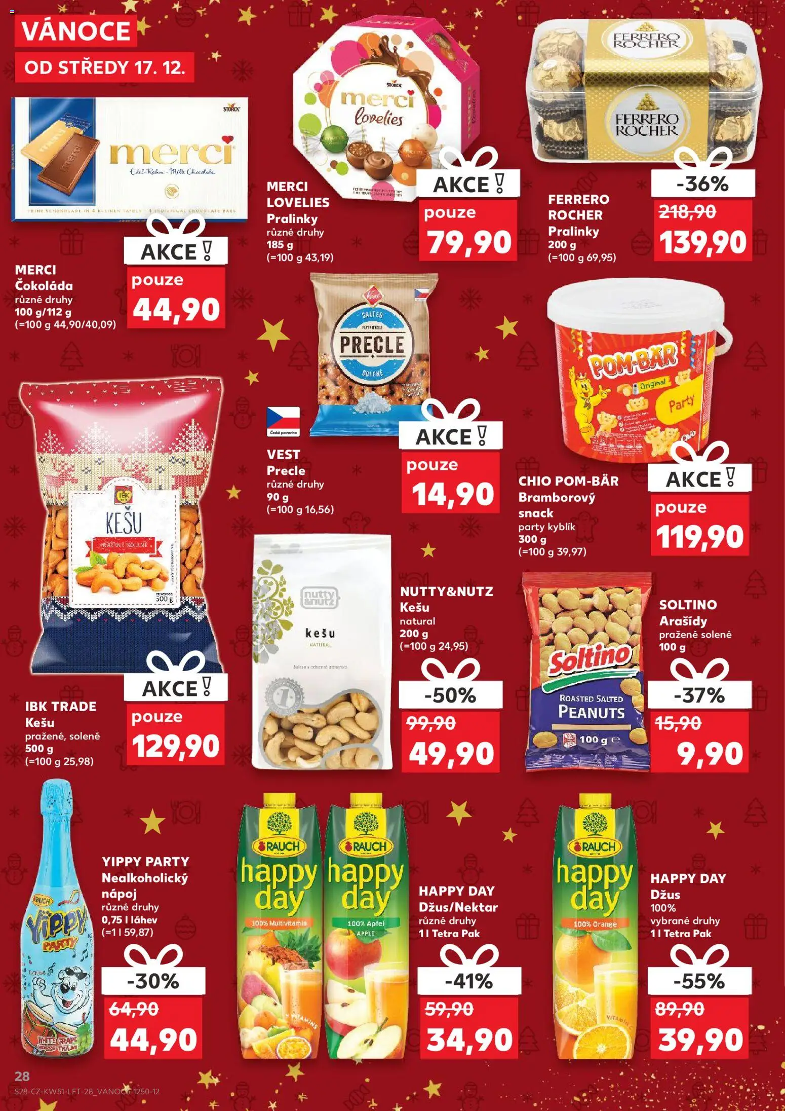 Kaufland leták - Brno od 17.12.2025 | Strana: 28 | Produkty: Ferrero Rocher, Džus, Apple, Arašídy