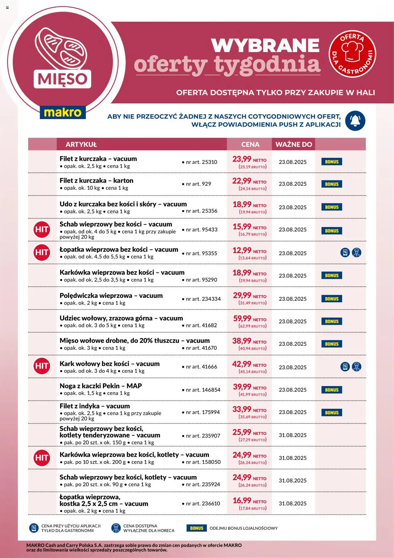 Makro Gazetka - Wybrane oferty tygodnia od 17.08.2025 | Strona: 1 | Produkty: Karkówka, Karkówka wieprzowa, Schab wieprzowy bez kości, Łopatka wieprzowa