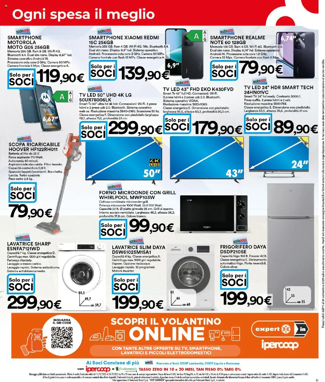 Volantino Ipercoop del 11.09.2025 | Pagina: 31 | Prodotti: smart TV, Contenitore, Frigorifero, Piatto
