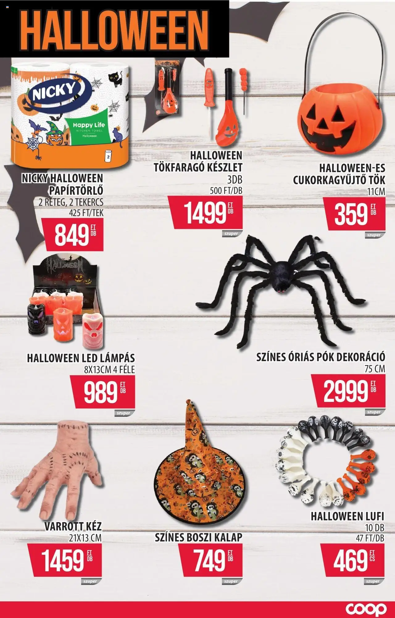 COOP Szolnok akciós ujság - amely érvényes a következő dátumtól: 09.10.2025 | Oldal: 13 | Termékek: Kalap, Tök, Papírtörlő, Lámpás