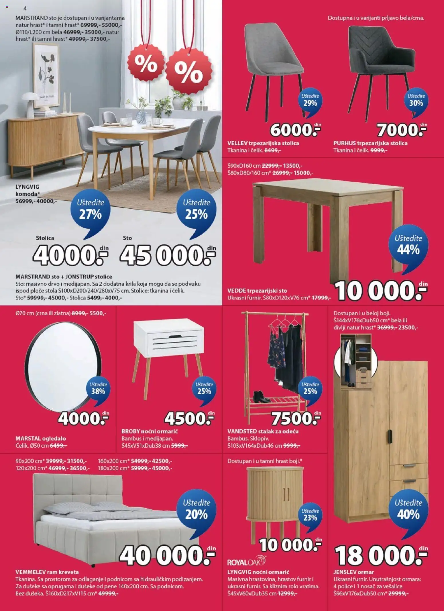 Jysk katalog - važi od 14.01.2026 | Strana: 4 | Proizvode: Sto, Stolica, Ogledalo, Trpezarijski sto